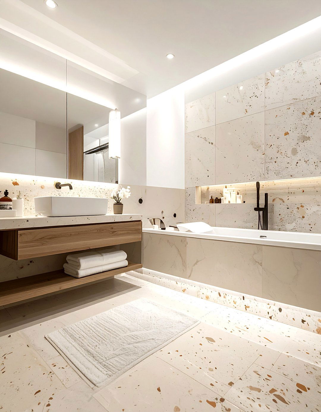 Neutral Terrazzo Tile - 30 terrazzo bathroom ideas