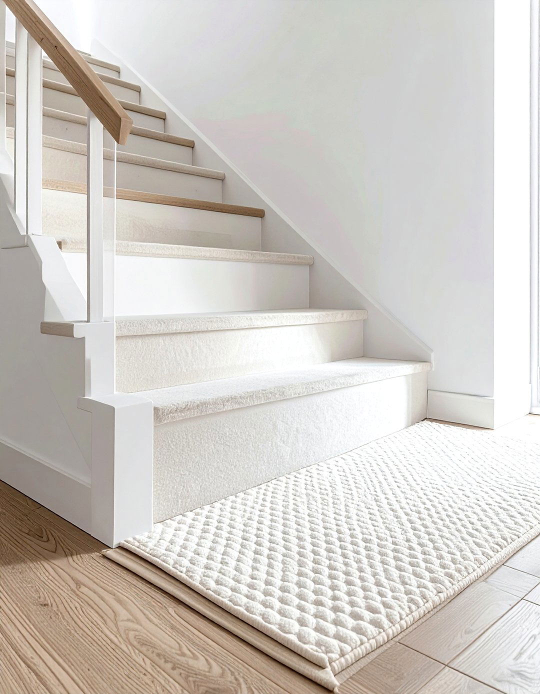 Neutral Textured Stair Runner - 30 stair runner ideas