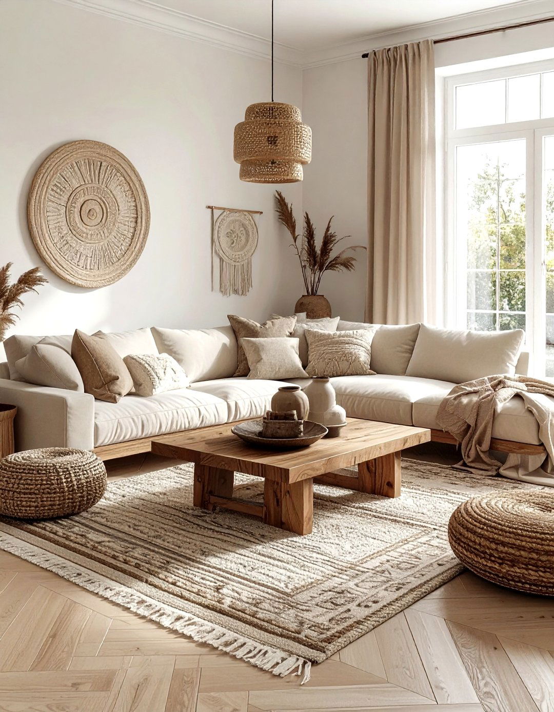 Neutral Tone Boho Living Room - 30 bohemian cream living room ideas