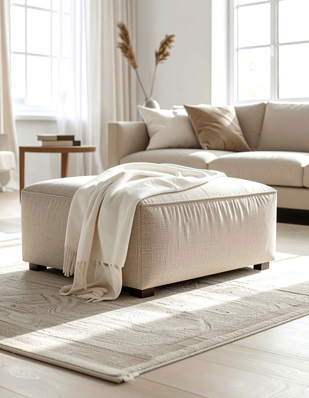 Neutral Toned Ottoman - 30 living room ottomans