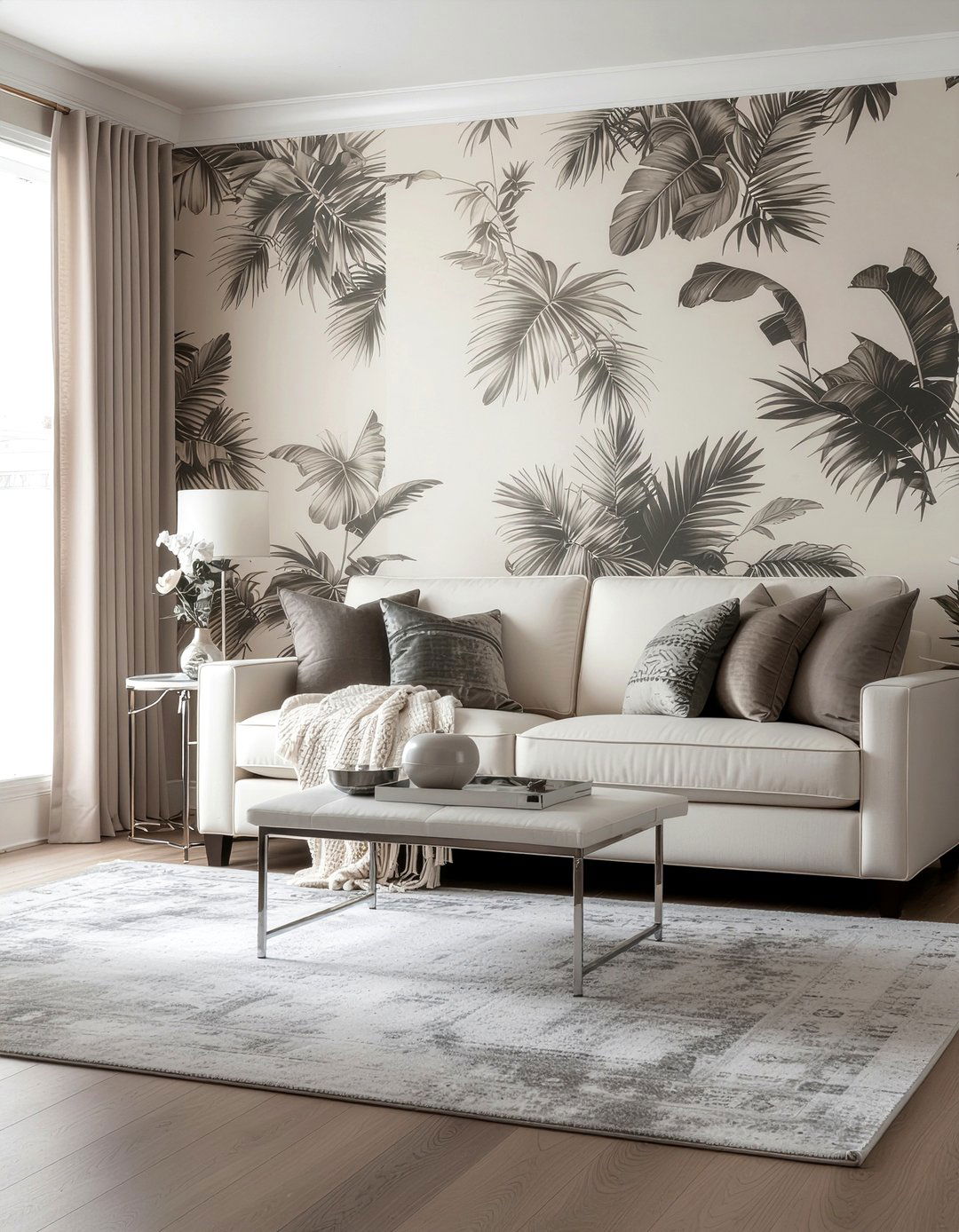 Neutral Tropical Wallpaper - 30 living room tropical wallpapers