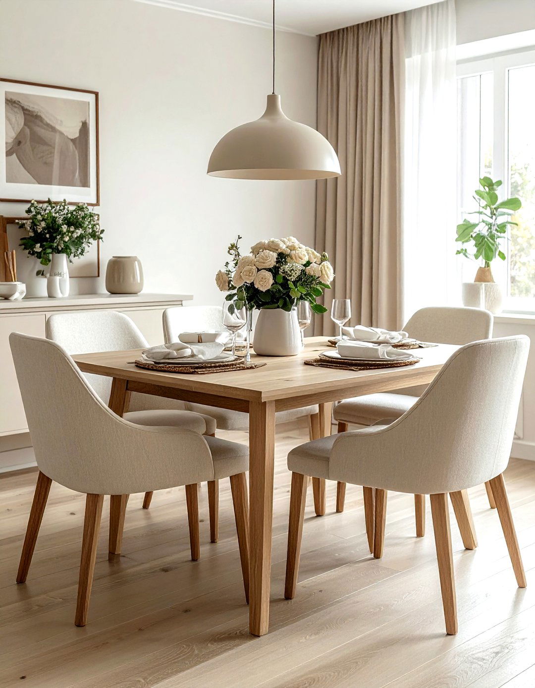 Neutral Upholstered Dining Chair - 30 dining room soft settings