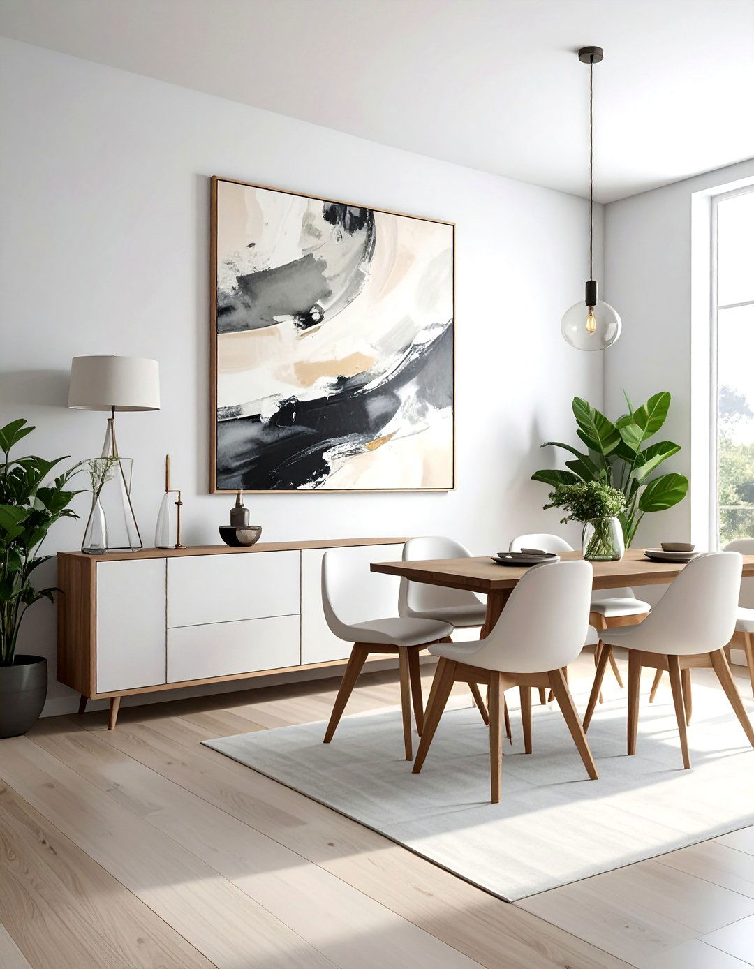 Neutral abstract wall art - 30 beige dining room accessories ideas
