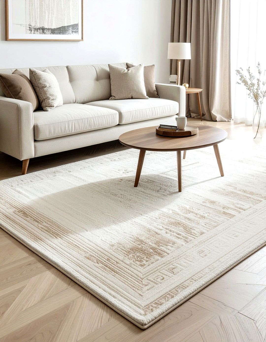 Neutral area rug - 30 practical decor ideas