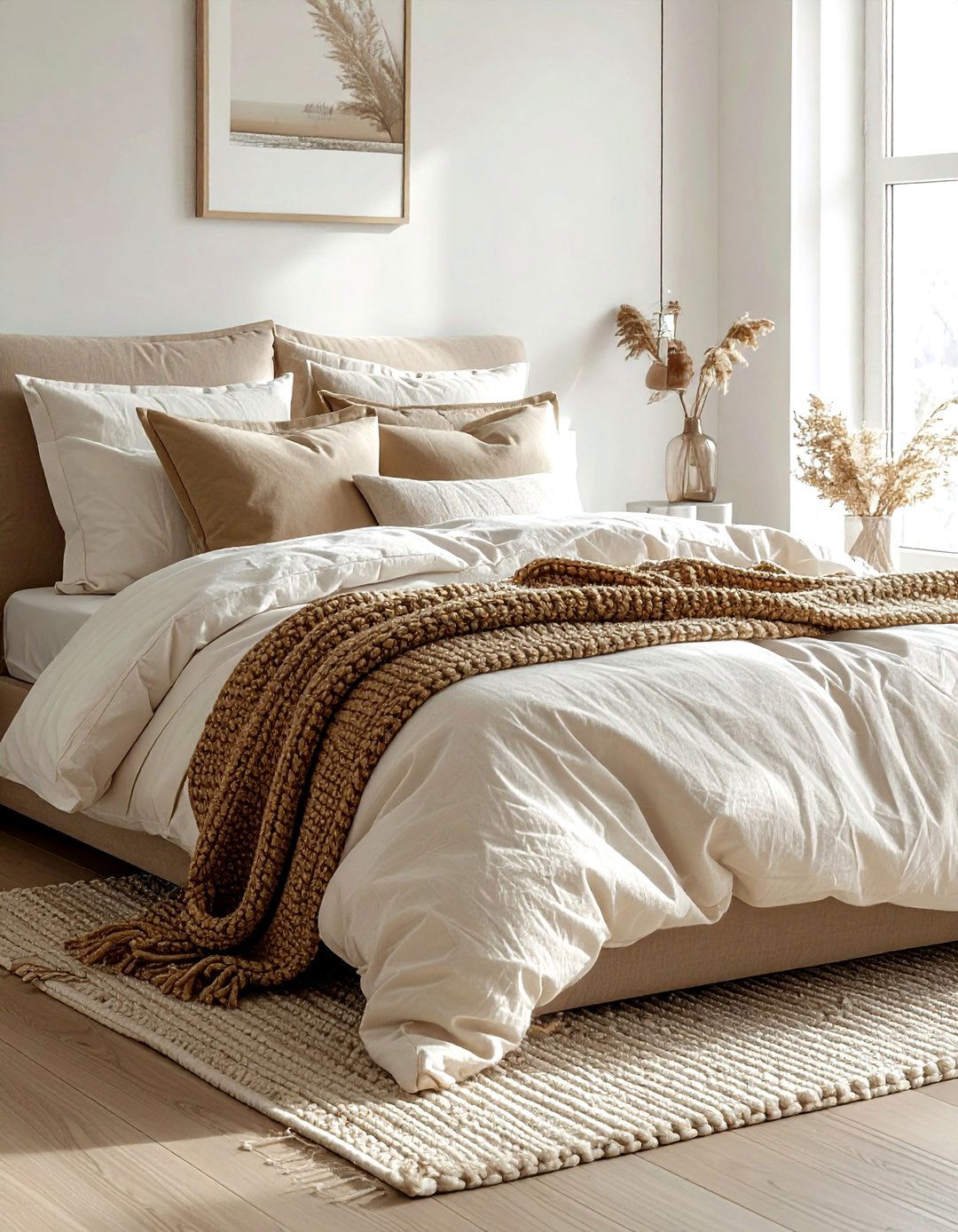 Neutral bedroom textiles - 30 bright bedroom ideas