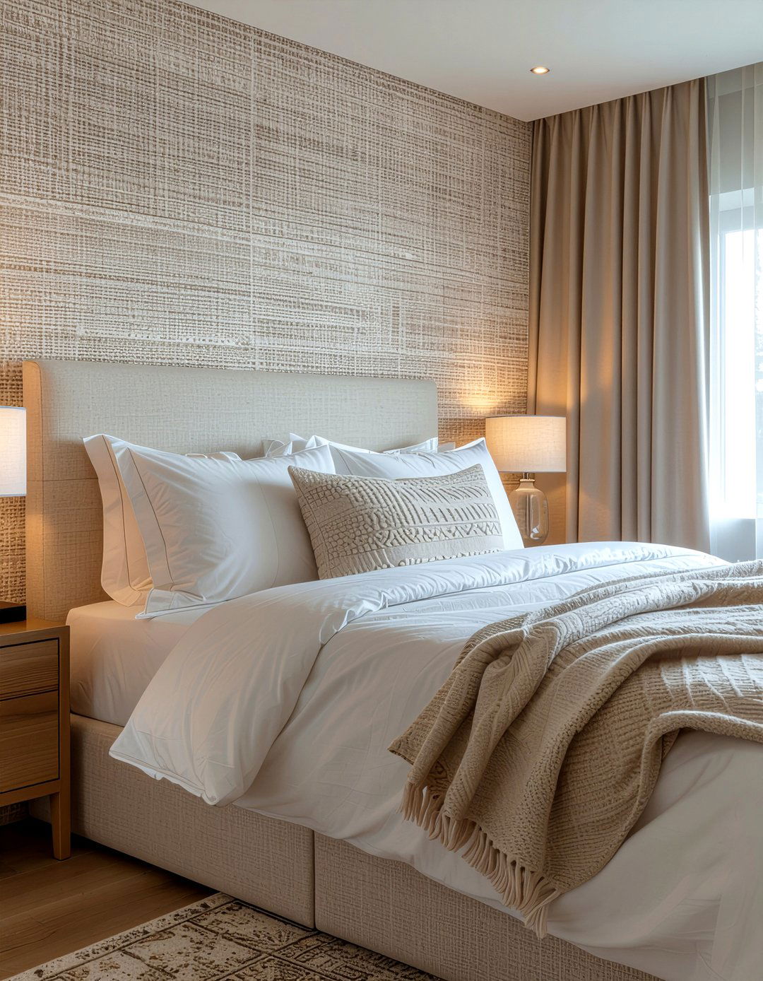 Neutral beige wallpaper - 30 bedroom peel and stick wallpapers