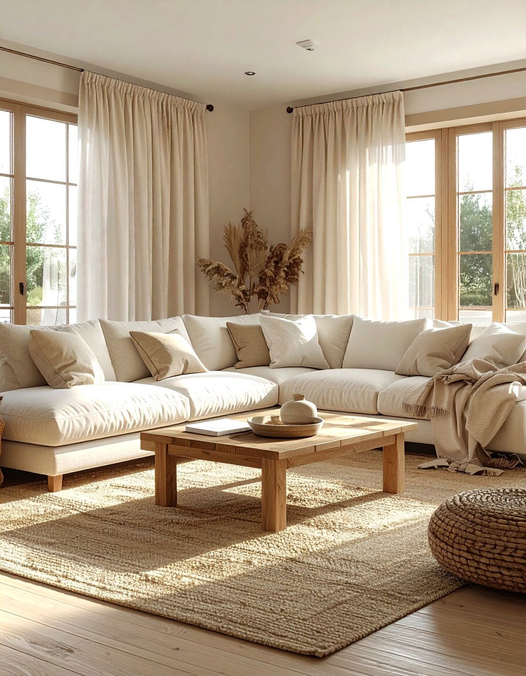Neutral boho living room - 30 bohemian beige living room ideas