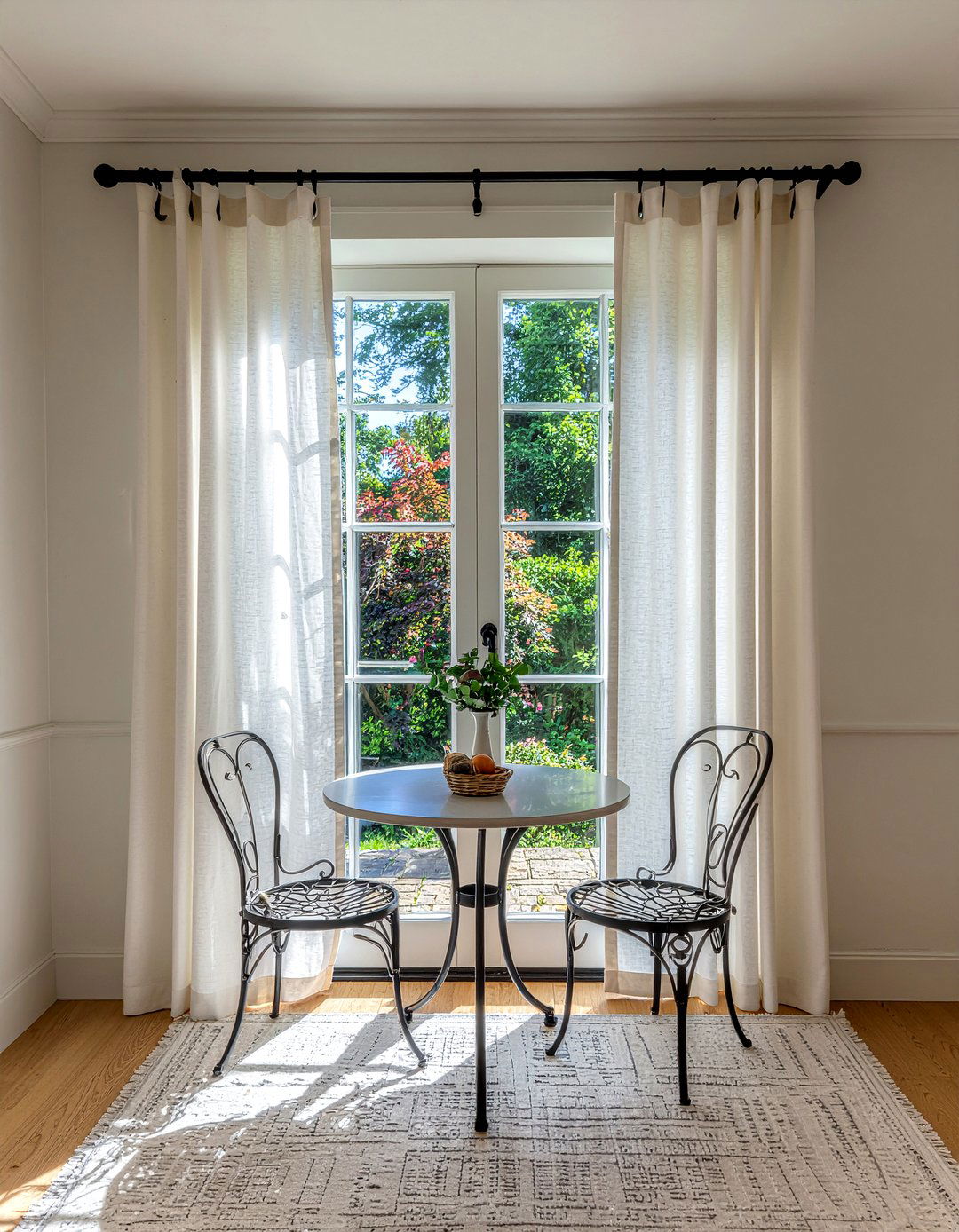 Neutral cafe curtains - 30 neutral curtain dining room ideas