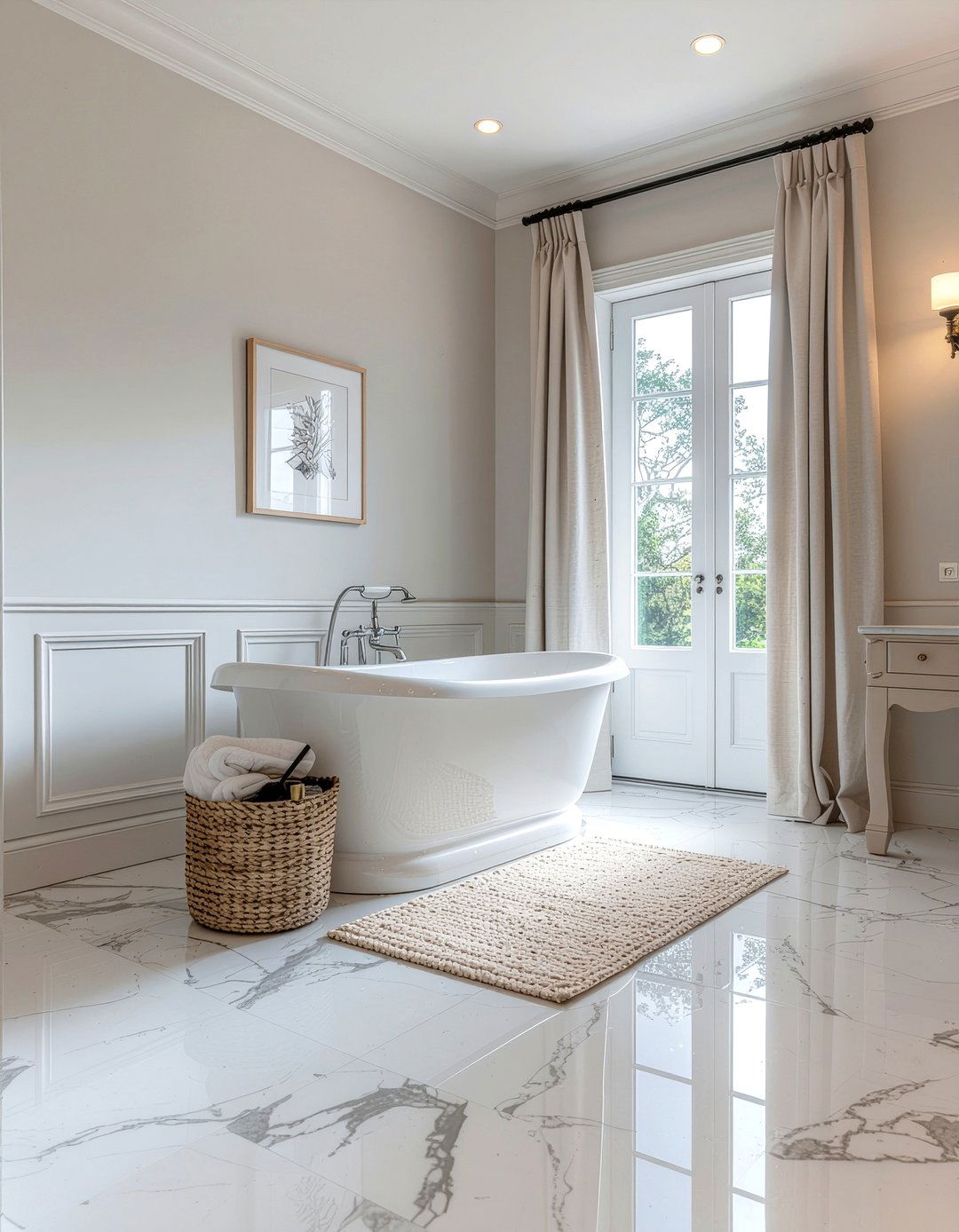 Neutral color palette - 30 French bathroom ideas