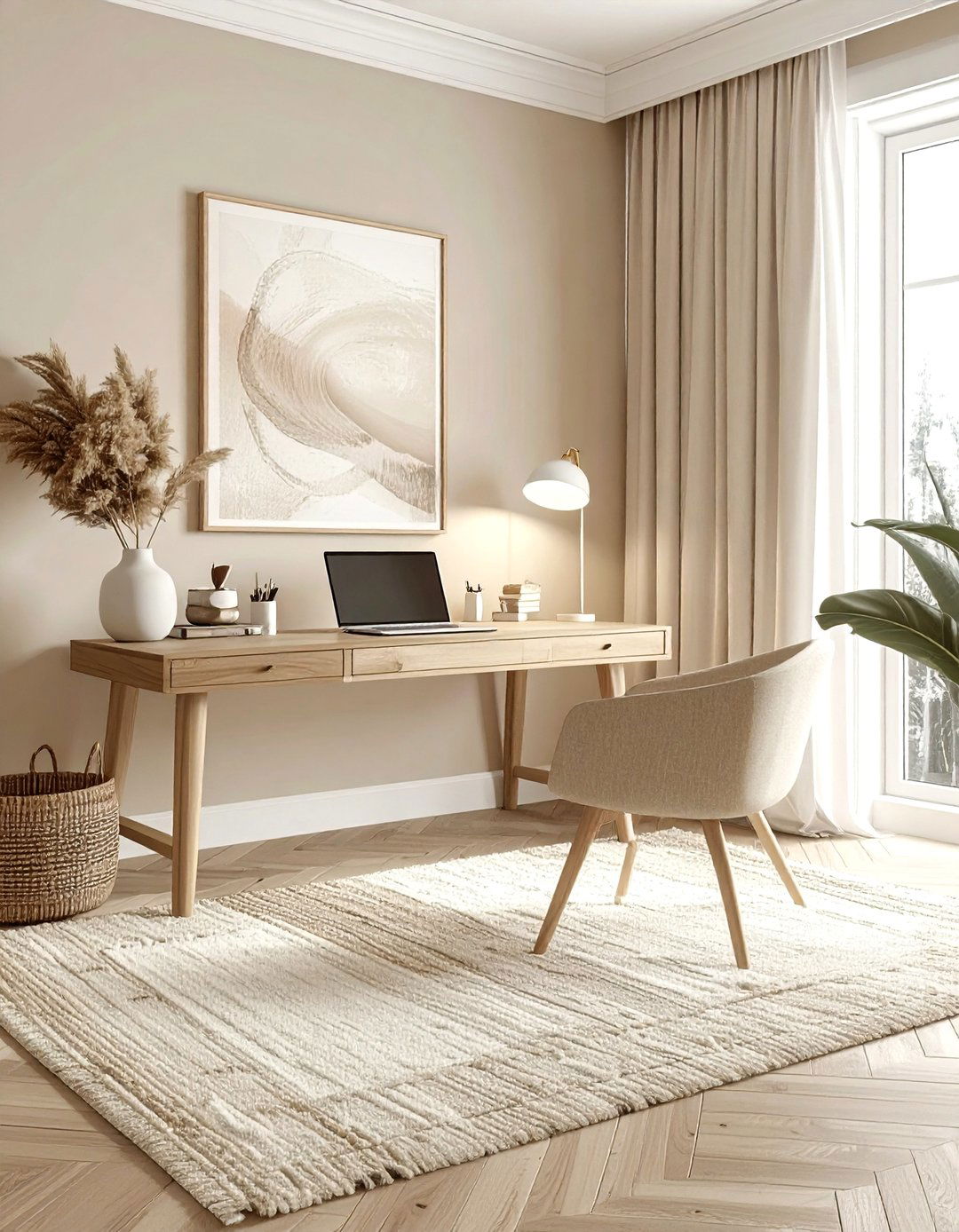 Neutral color palette - 30 home office decor ideas