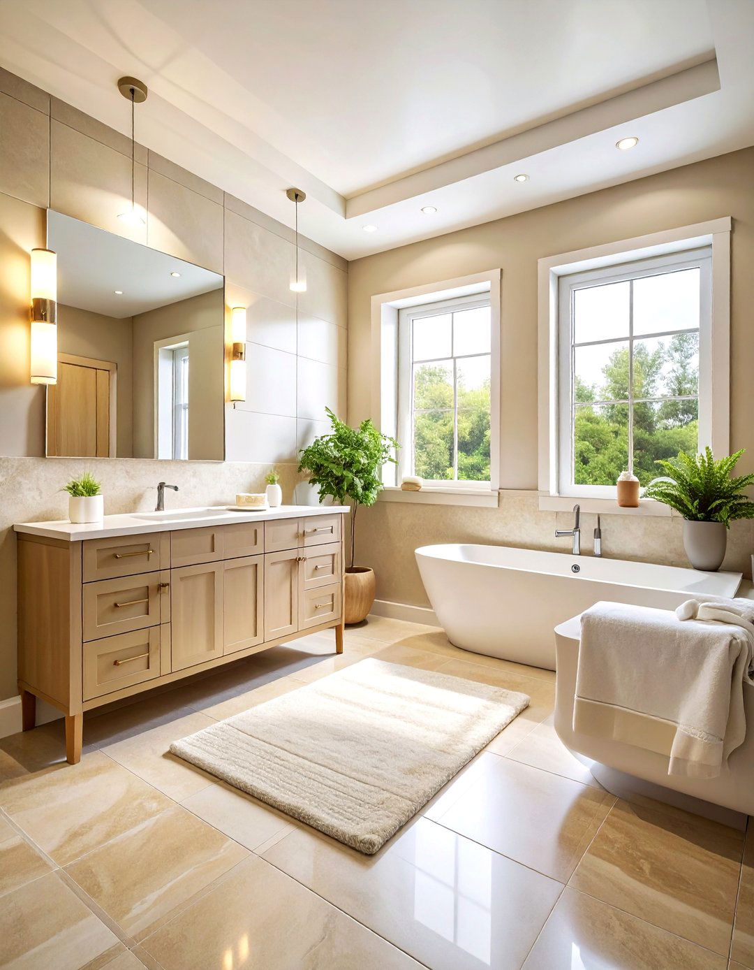 Neutral color palette bathroom - 30 show home bathroom ideas