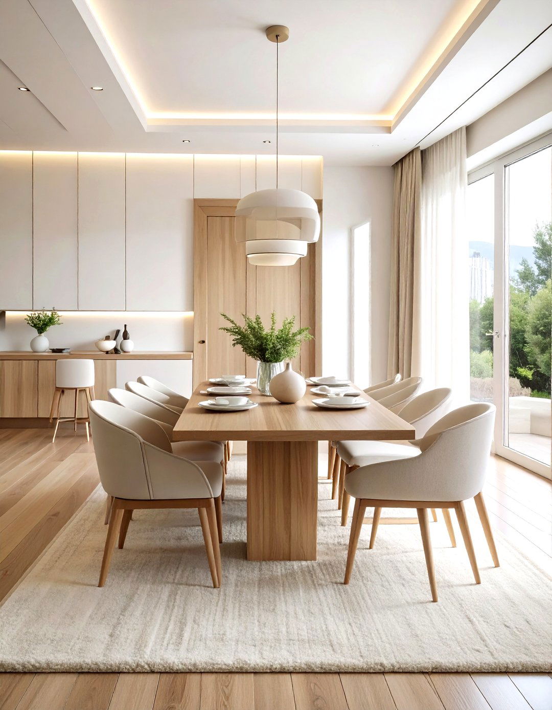 Neutral color palette dining - 30 narrow dining room ideas