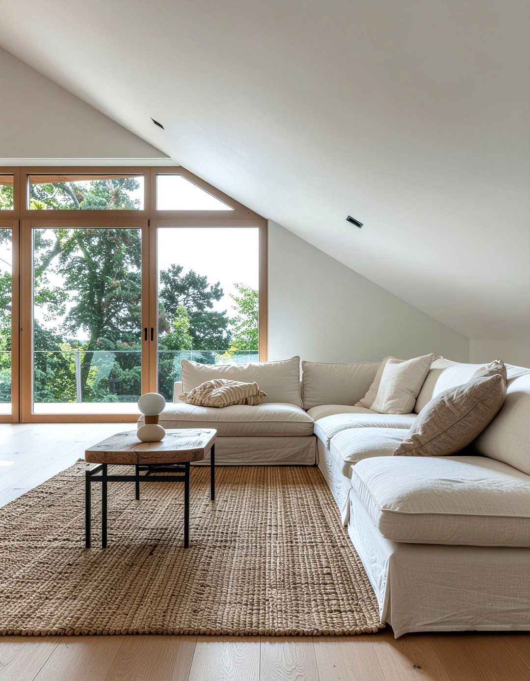 Neutral color palette sloped ceiling - 30 sloped ceiling living room ideas