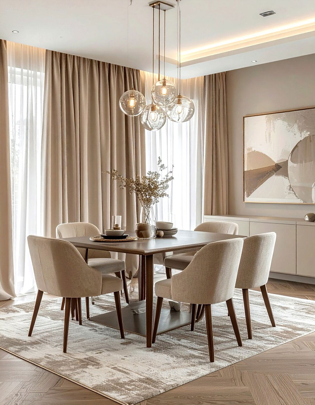 Neutral colored dining room curtains - 30 floor length curtain dining room ideas