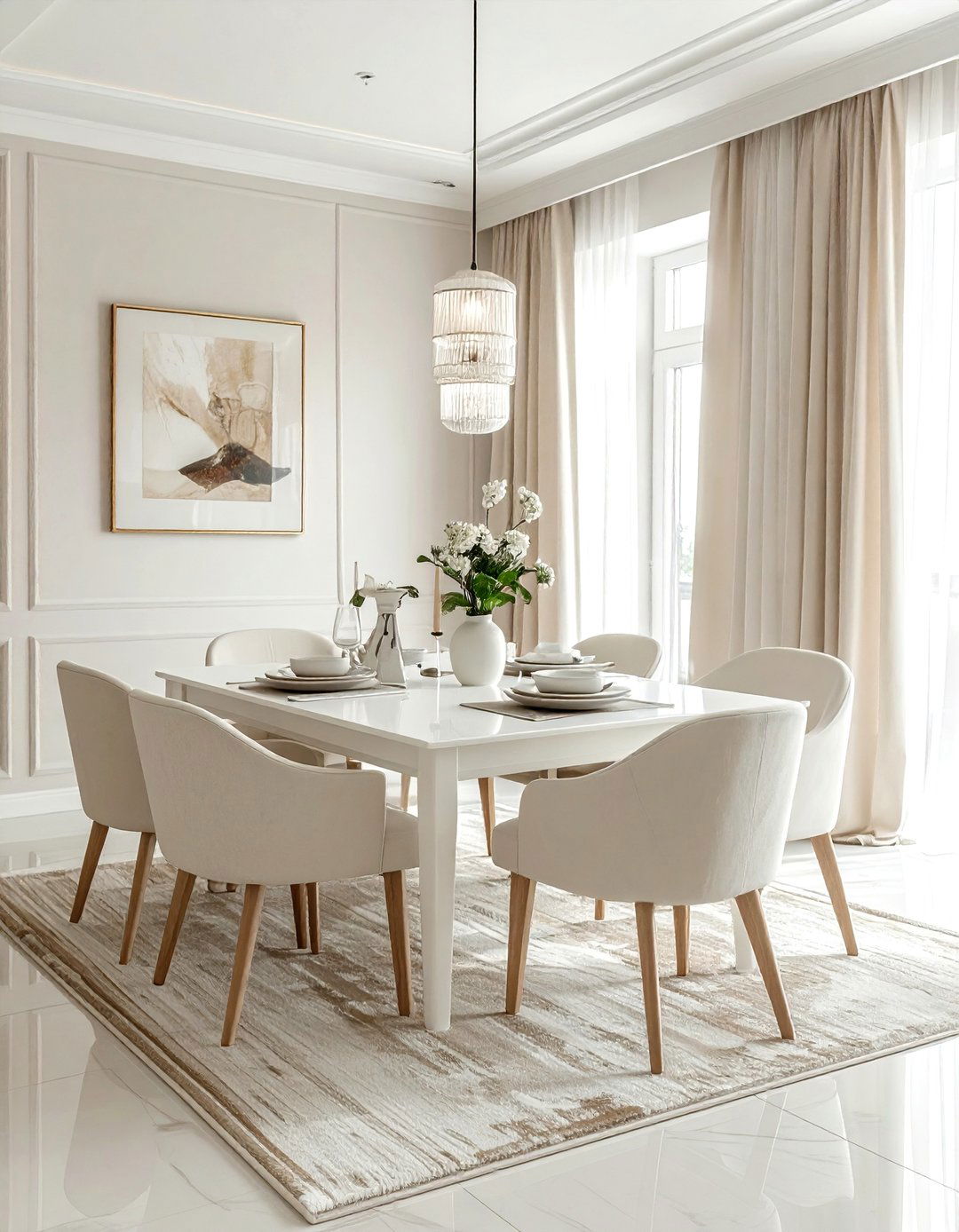 Neutral cream and white dining room - 30 cream and white dining room ideas