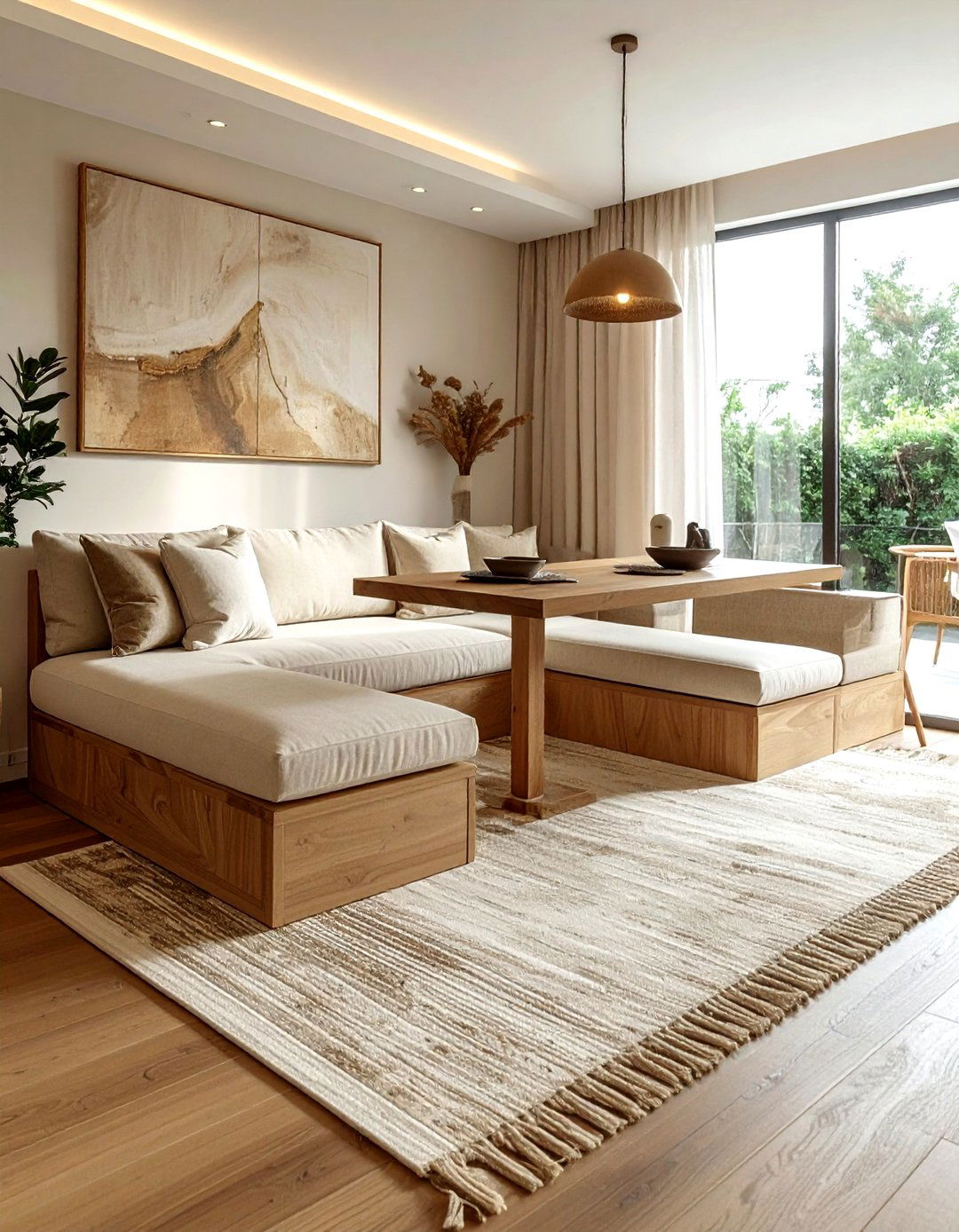 Neutral dining banquette - 30 L-shaped banquette dining ideas