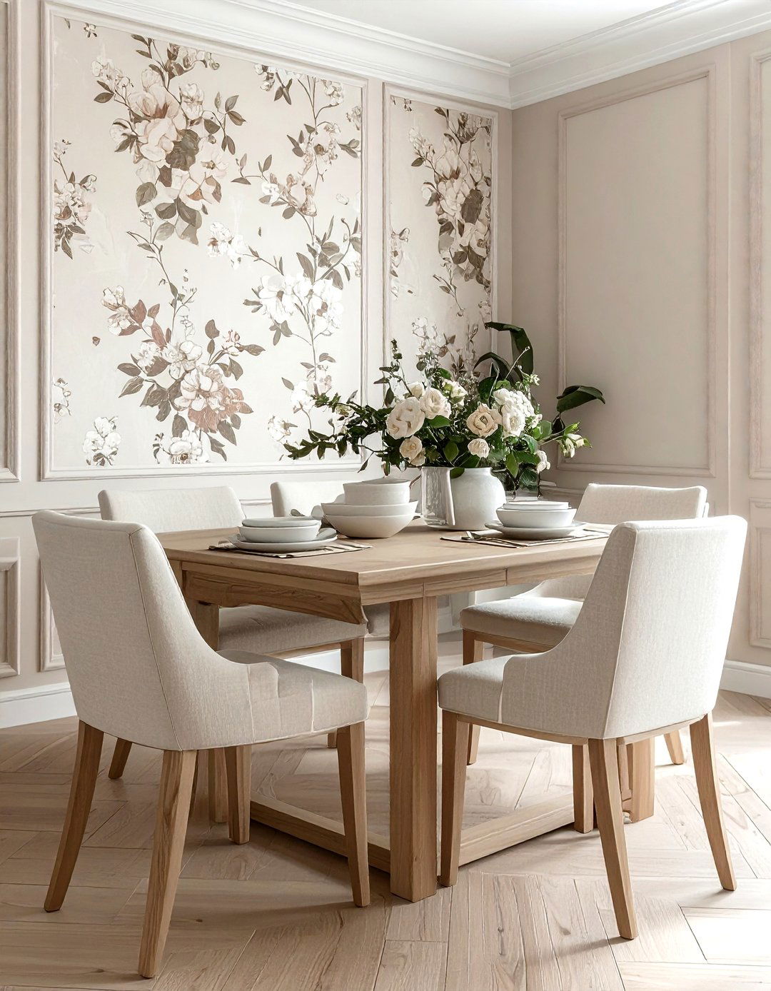 Neutral floral wallpaper dining room - 30 floral wallpaper dining room ideas