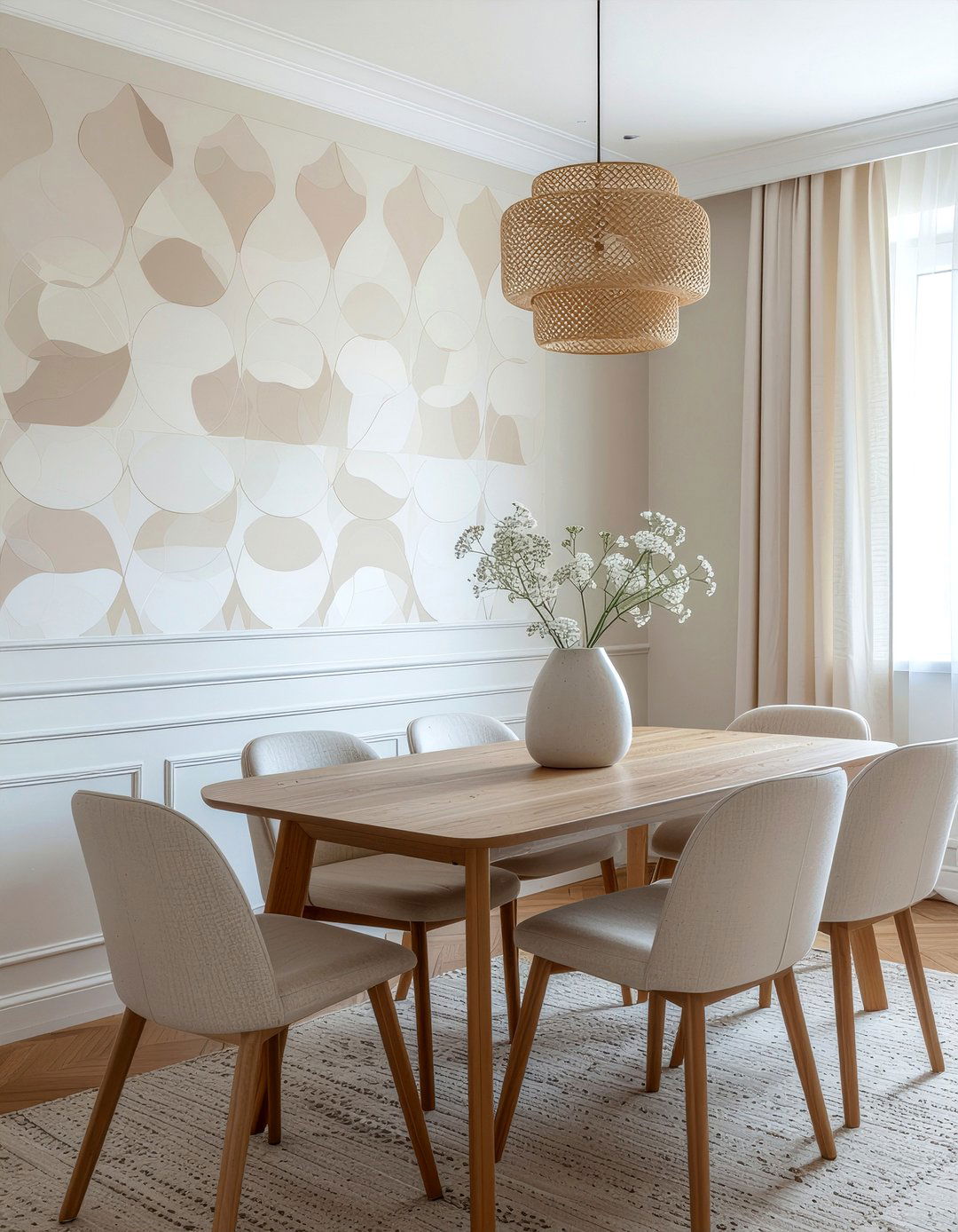 Neutral geometric wallpaper - 30 geometric wallpaper dining room ideas