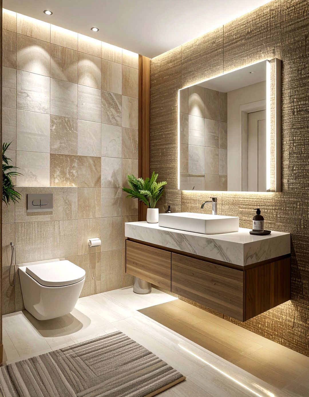 Neutral grasscloth bathroom wallpaper - 30 powder room wallpaper ideas