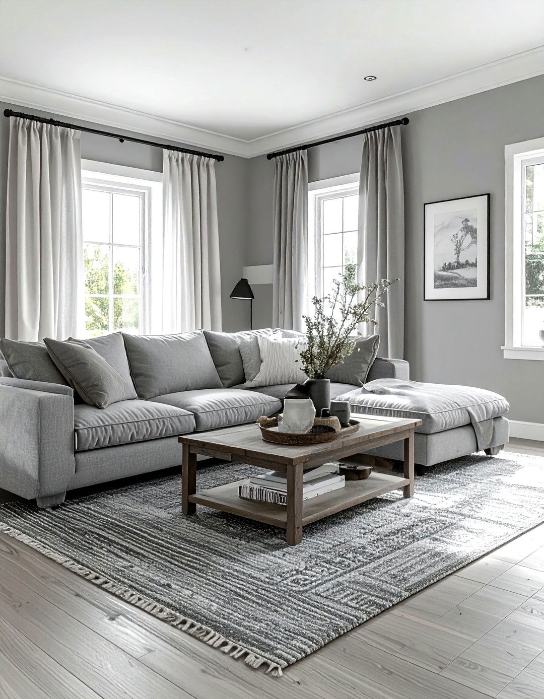 Neutral gray farmhouse living room - 30 farmhouse gray living room ideas
