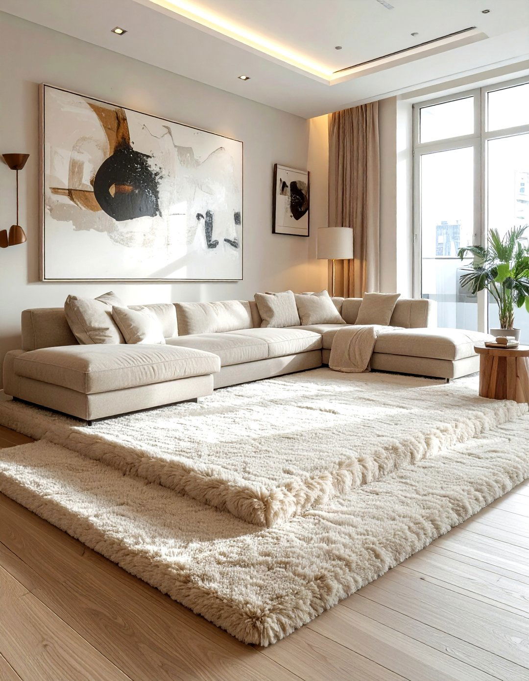 Neutral high low rug - 30 neutral rug ideas