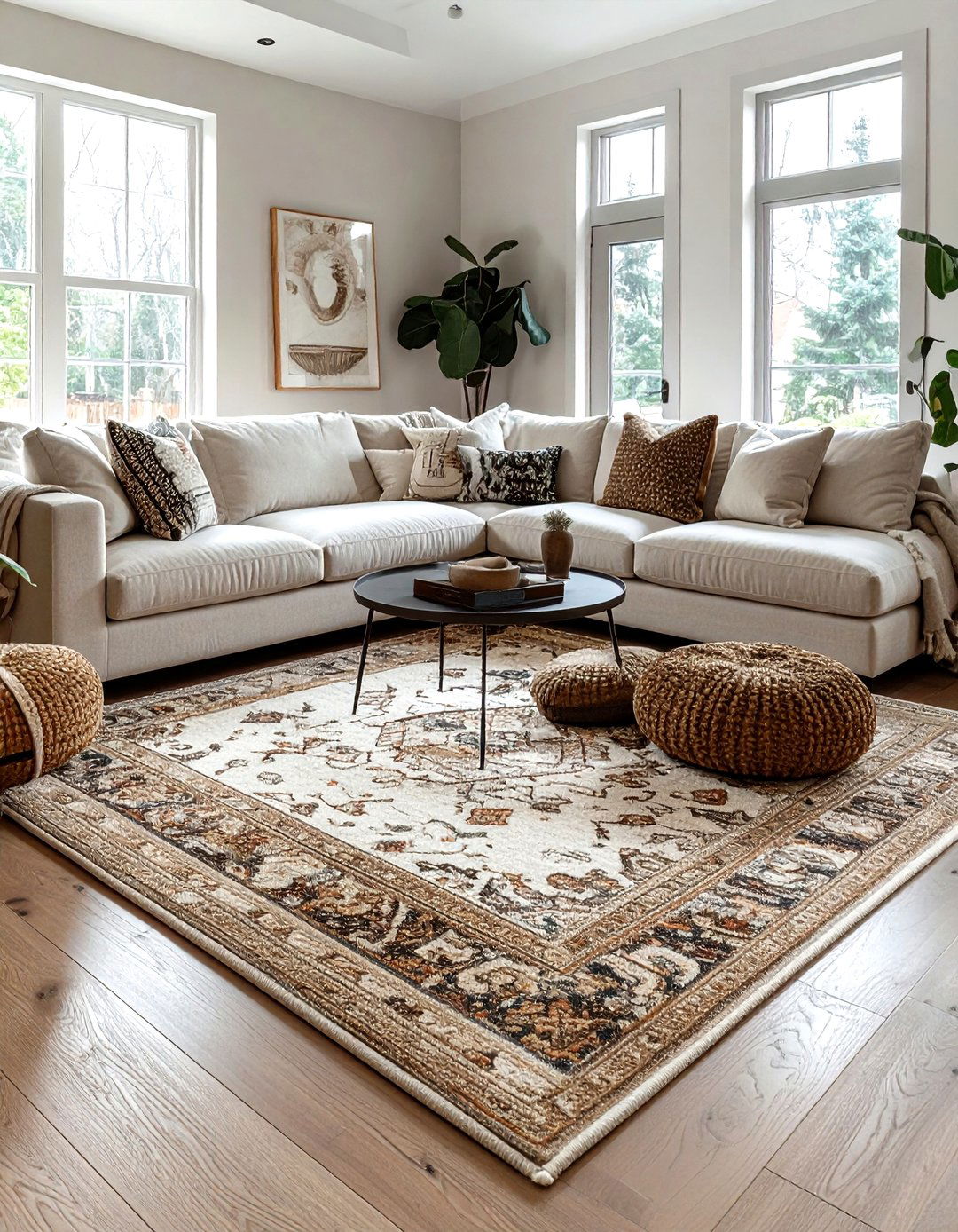 Neutral layering rug - 30 neutral rug ideas