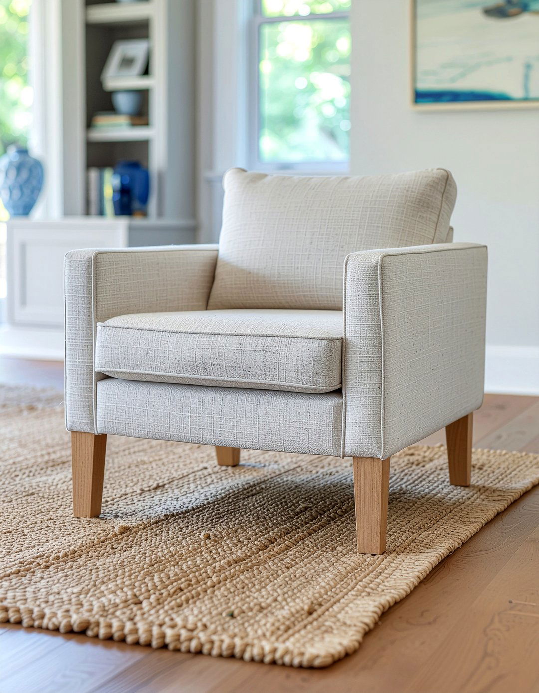 Neutral linen club chair - 30 living room club chair ideas