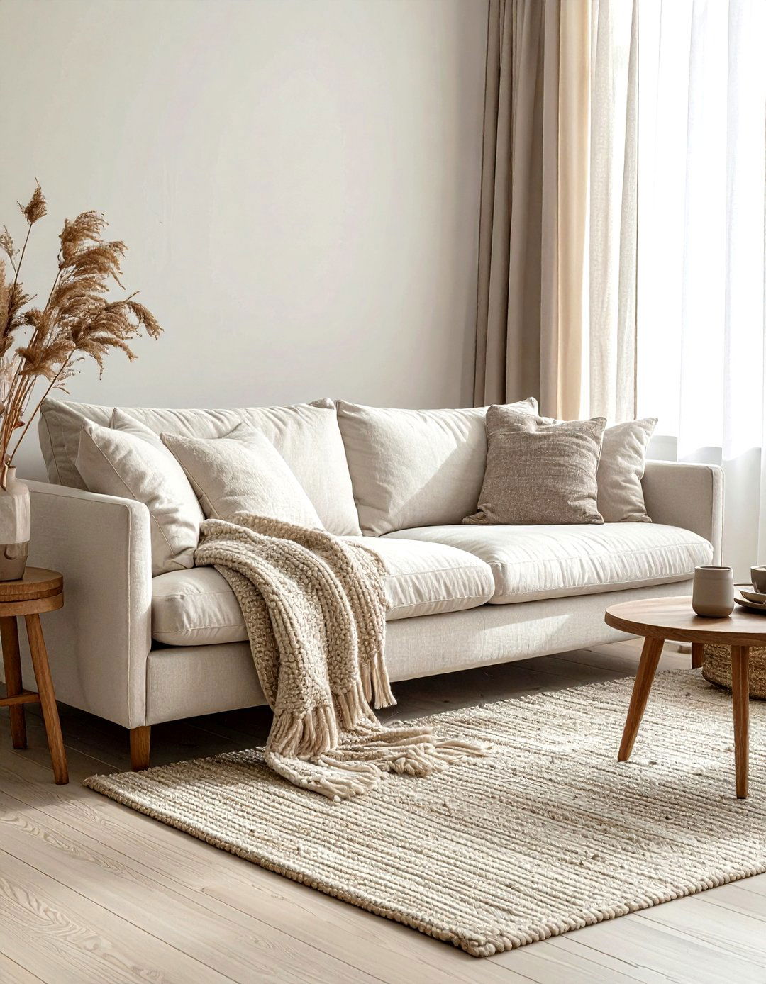 Neutral linen sofa - 30 cottage home decor ideas