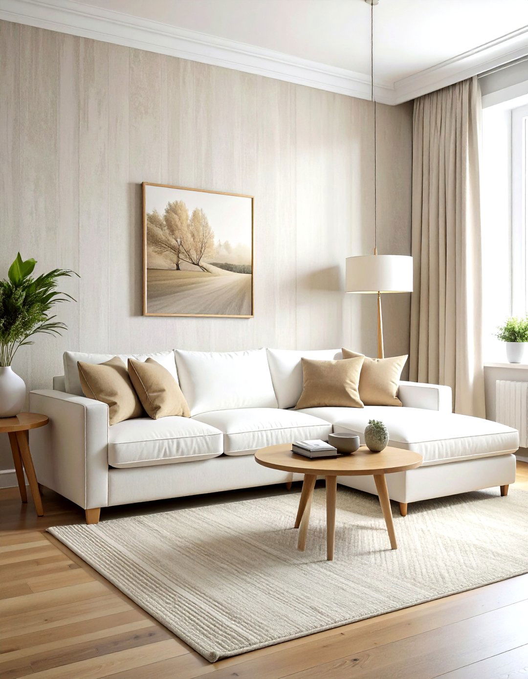 Neutral linen wallpaper - 30 living room wallpapers