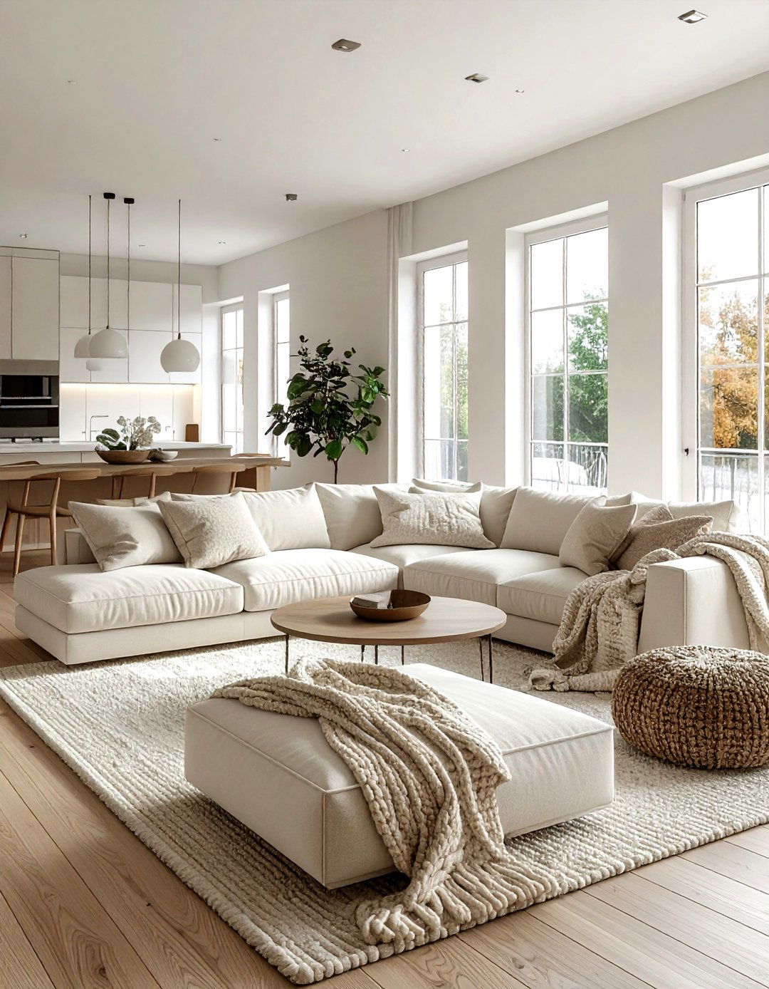 Neutral open concept living room - 30 open concept living room ideas