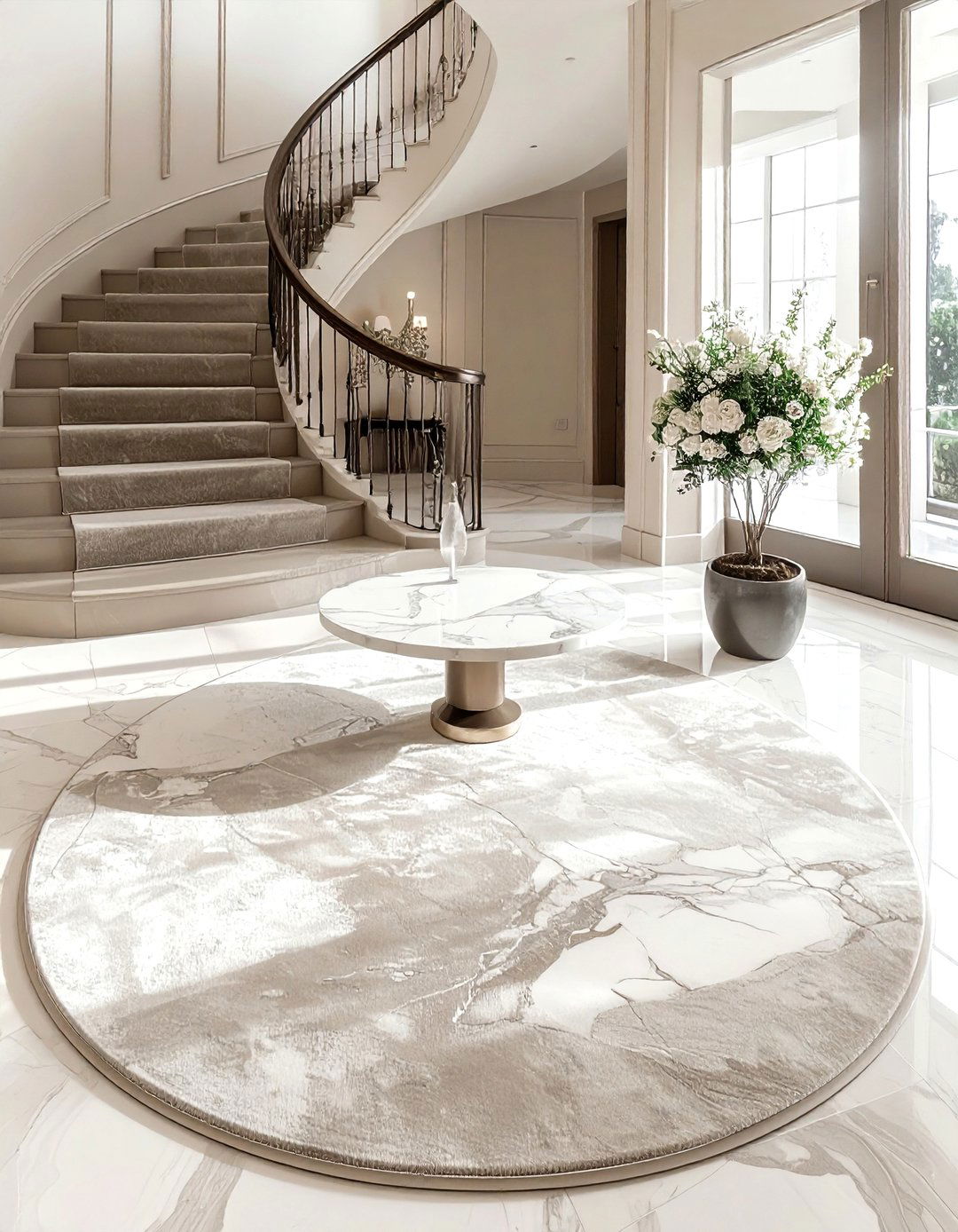 Neutral round rug - 30 neutral rug ideas