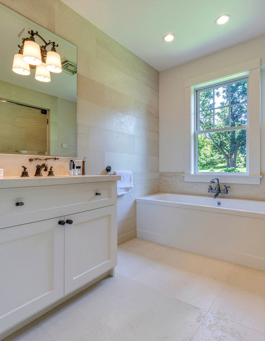 Neutral stone flooring - 30 Georgian bathroom ideas