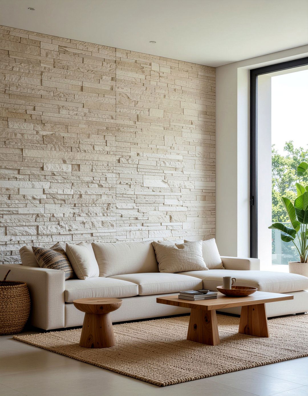 Neutral textured walls - 30 low ceiling living room ideas