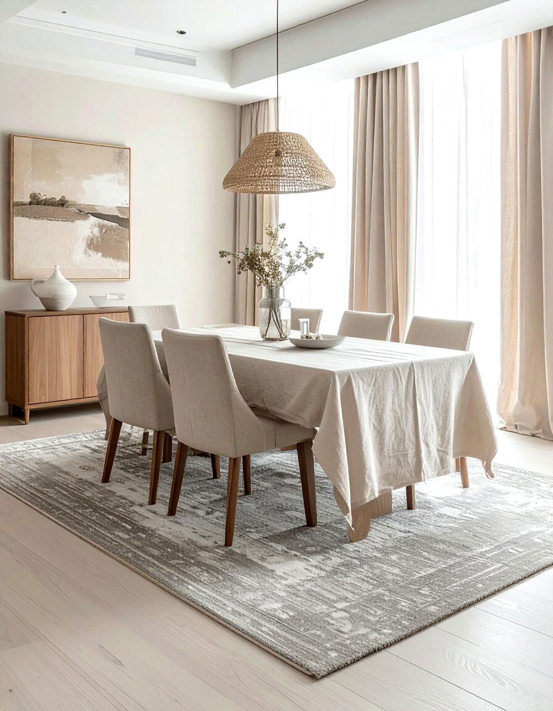 Neutral tone dining space - 30 villa dining room ideas