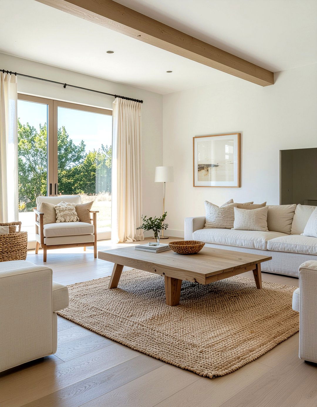 Neutral tone living space - 30 double height living room ideas