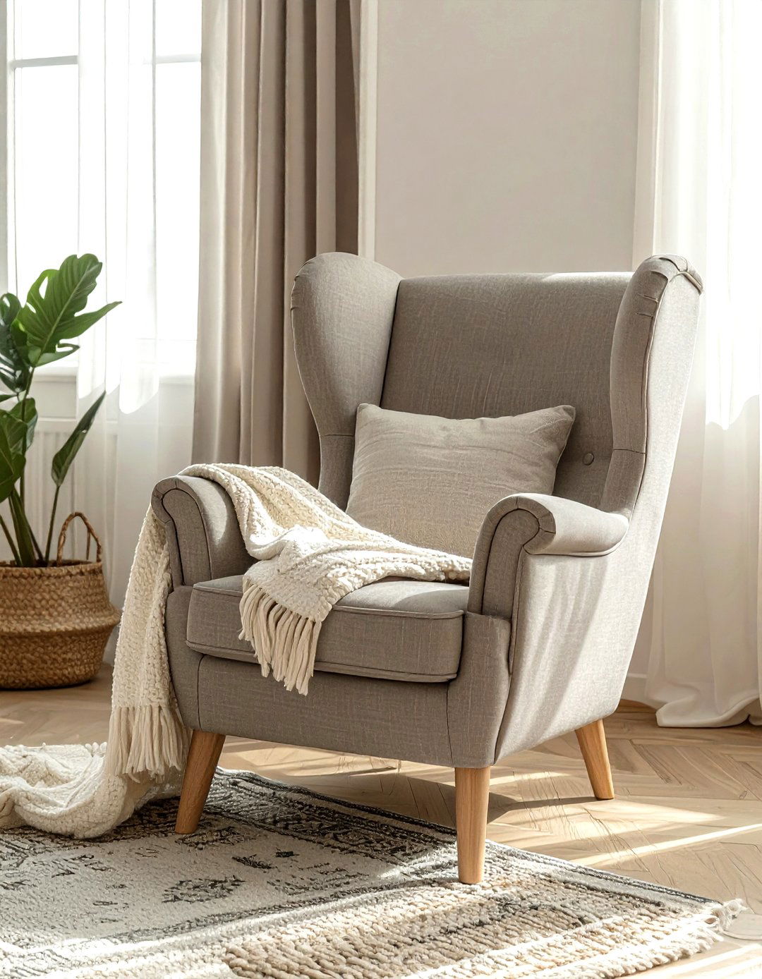 Neutral wingback chair - 30 living room wingback chairs