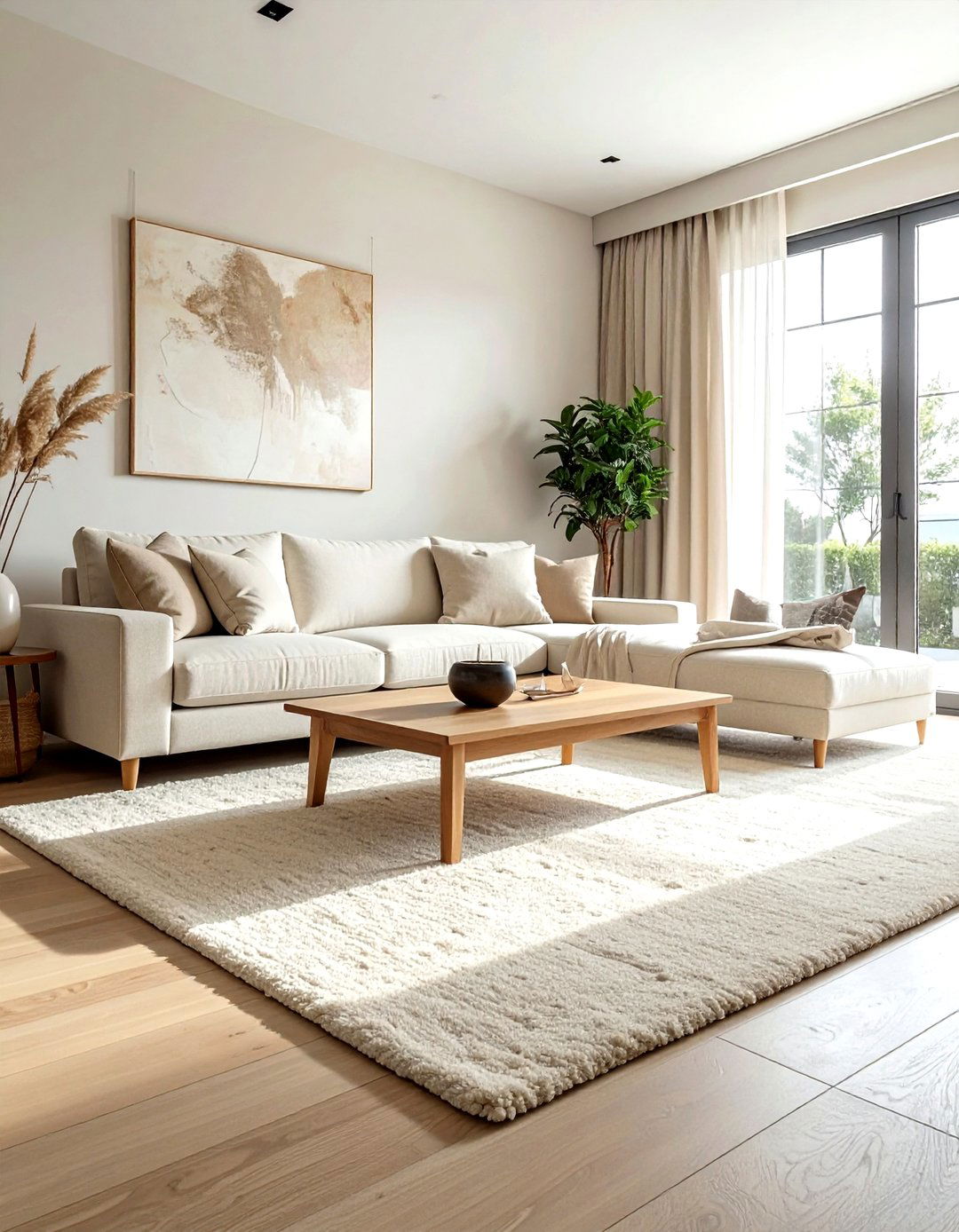 Neutral wool carpet - 30 living room carpet ideas