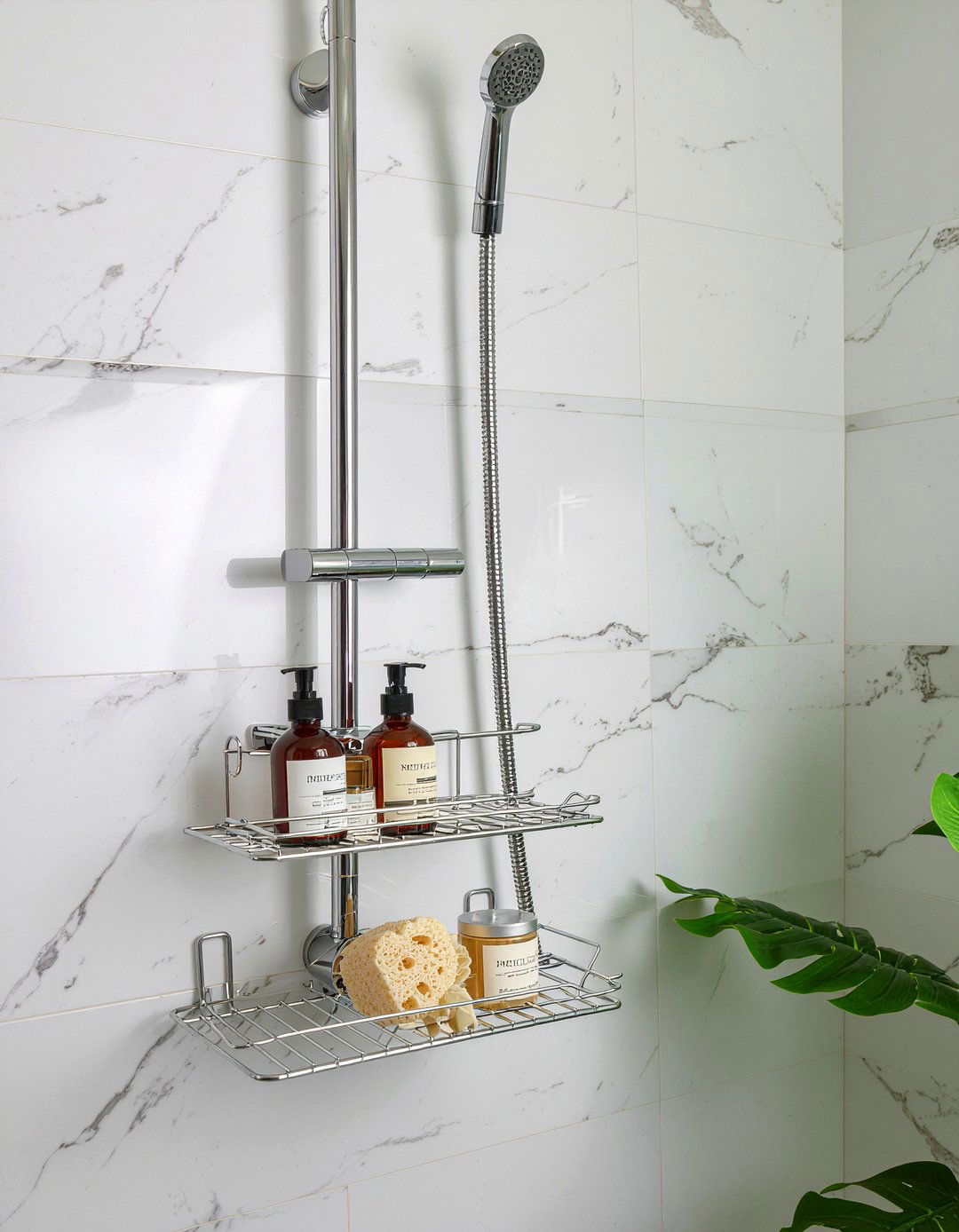 Nickel Shower Caddy - 30 nickel bathroom ideas