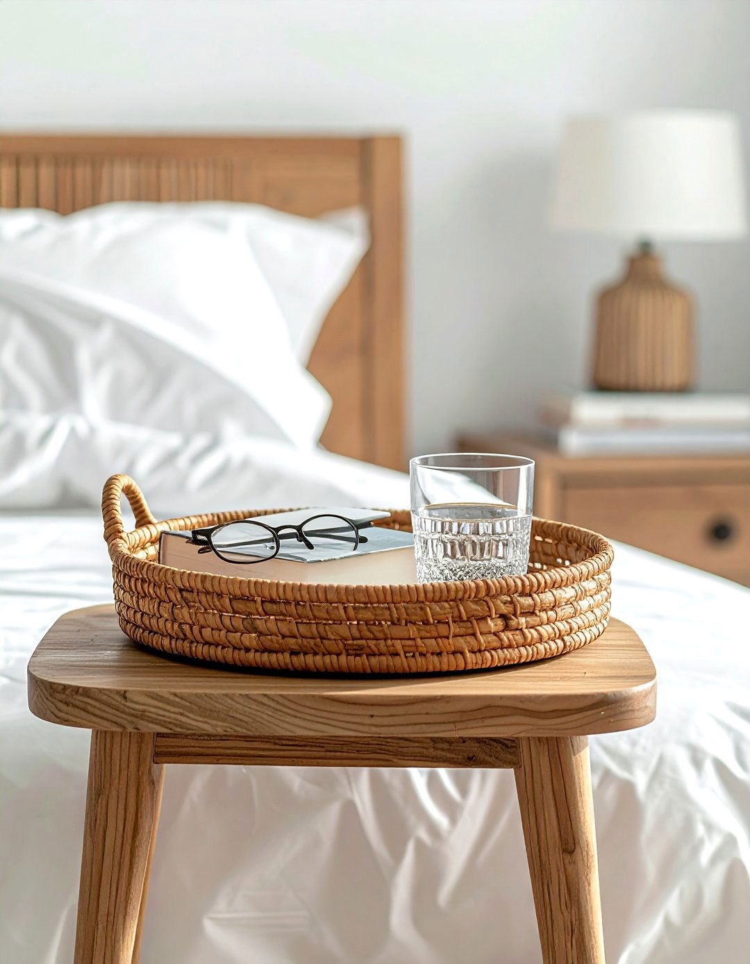 Nightstand Tray Storage - 30 rattan basket ideas