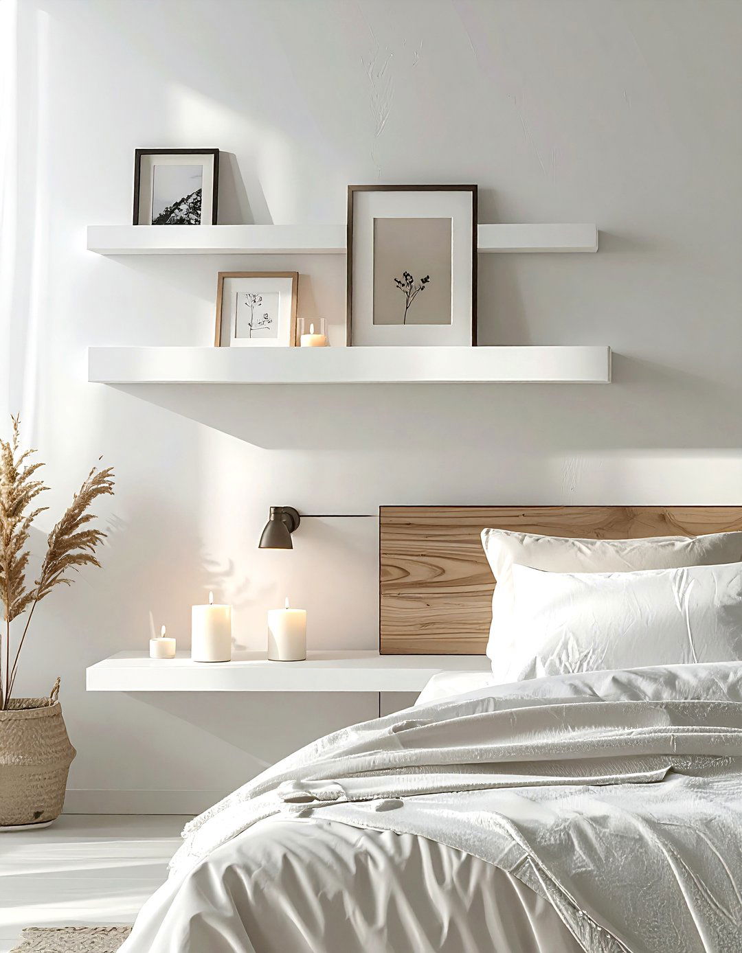 No drill floating shelves - 30 removable bedroom ideas