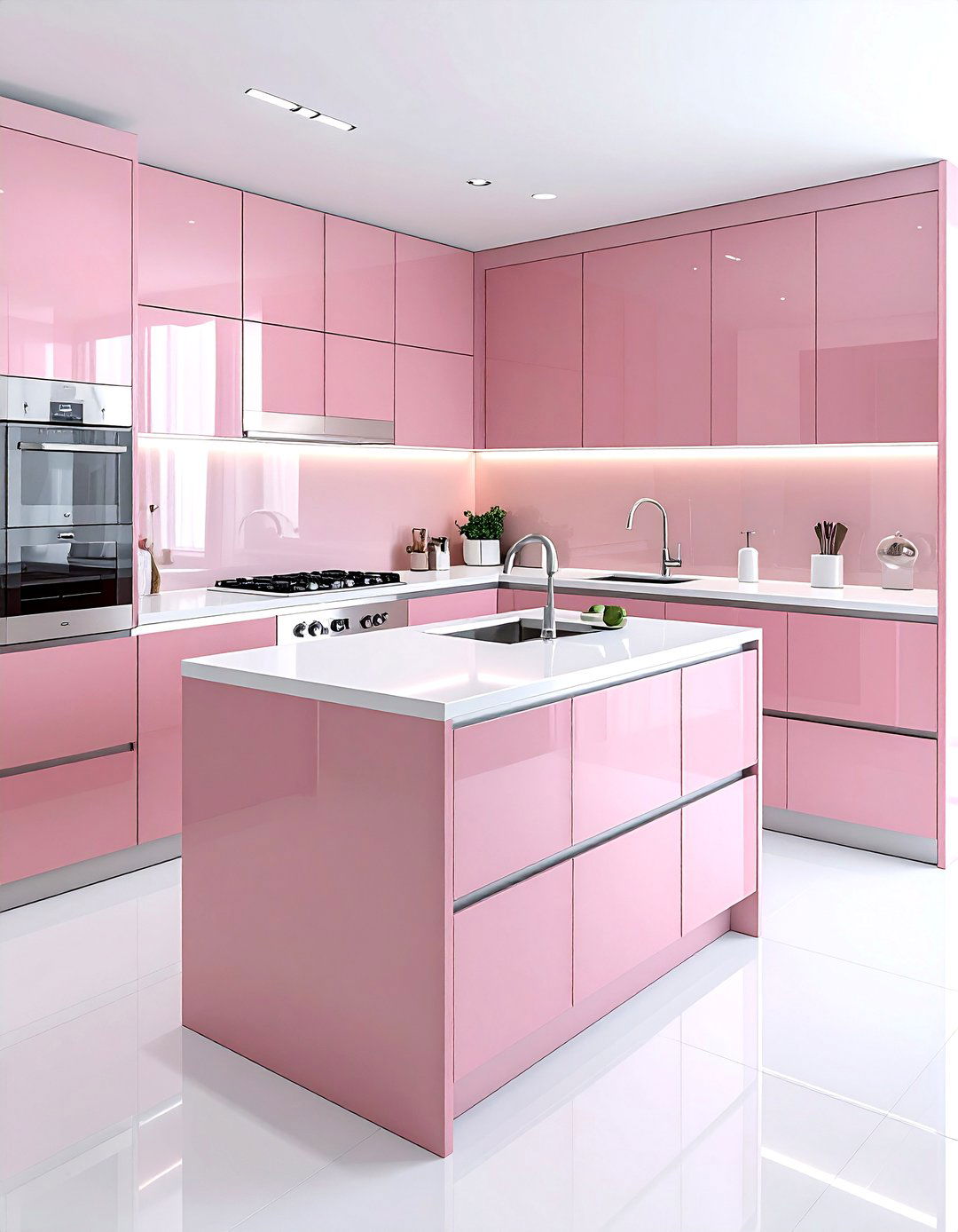Nude pink and chrome kitchen - 30 pink kitchen color schemes