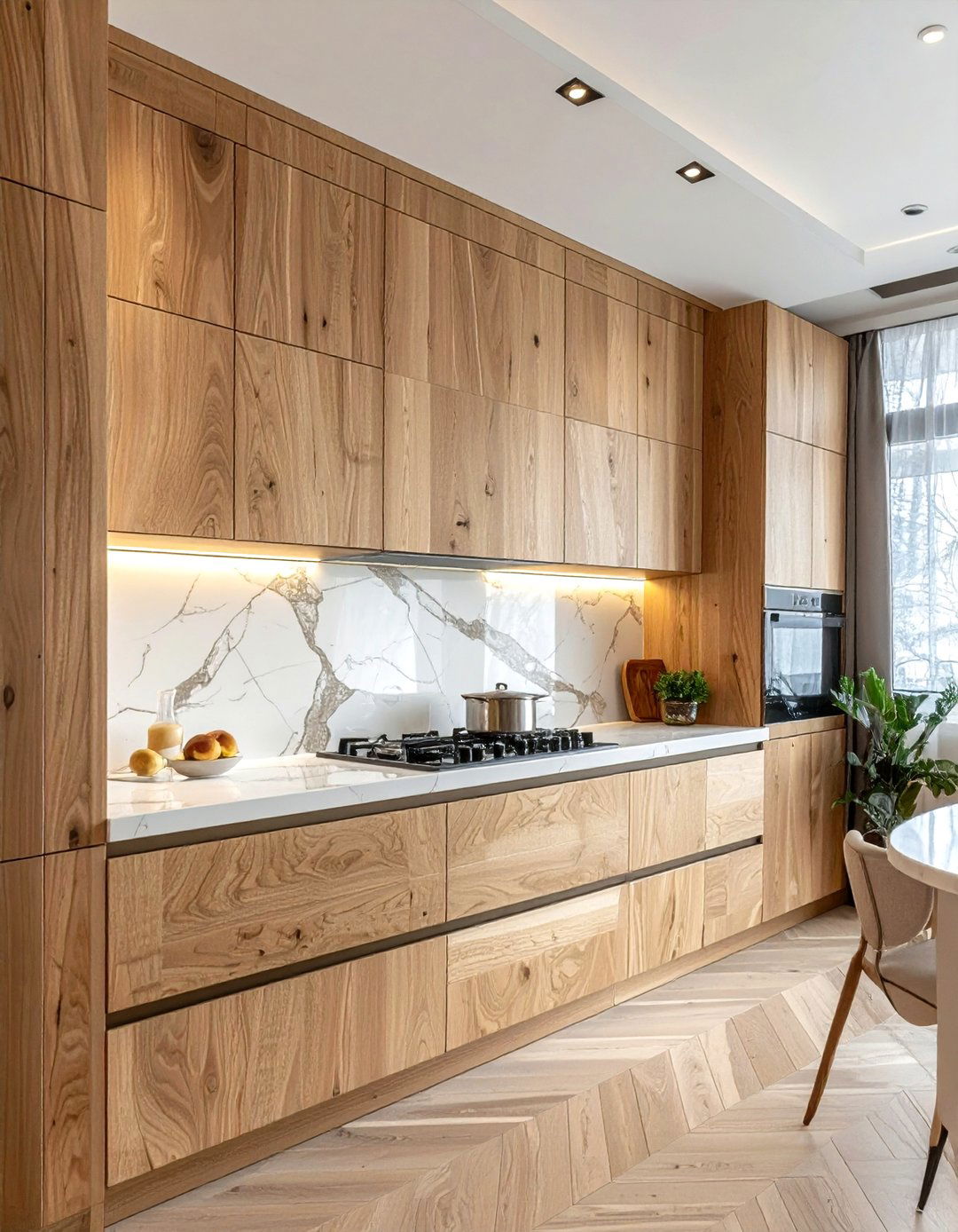 Oak Cabinets With Marble Backsplash - 30 oak kitchen cabinet ideas