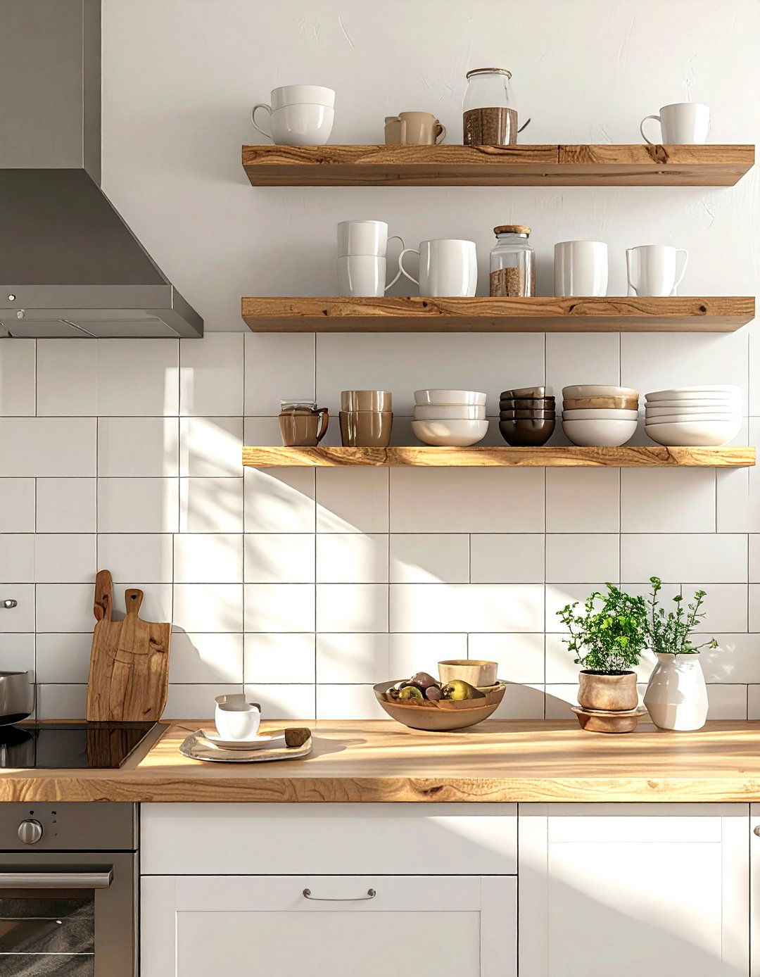 Oak Floating Shelves - 30 kitchen finishing touches ideas