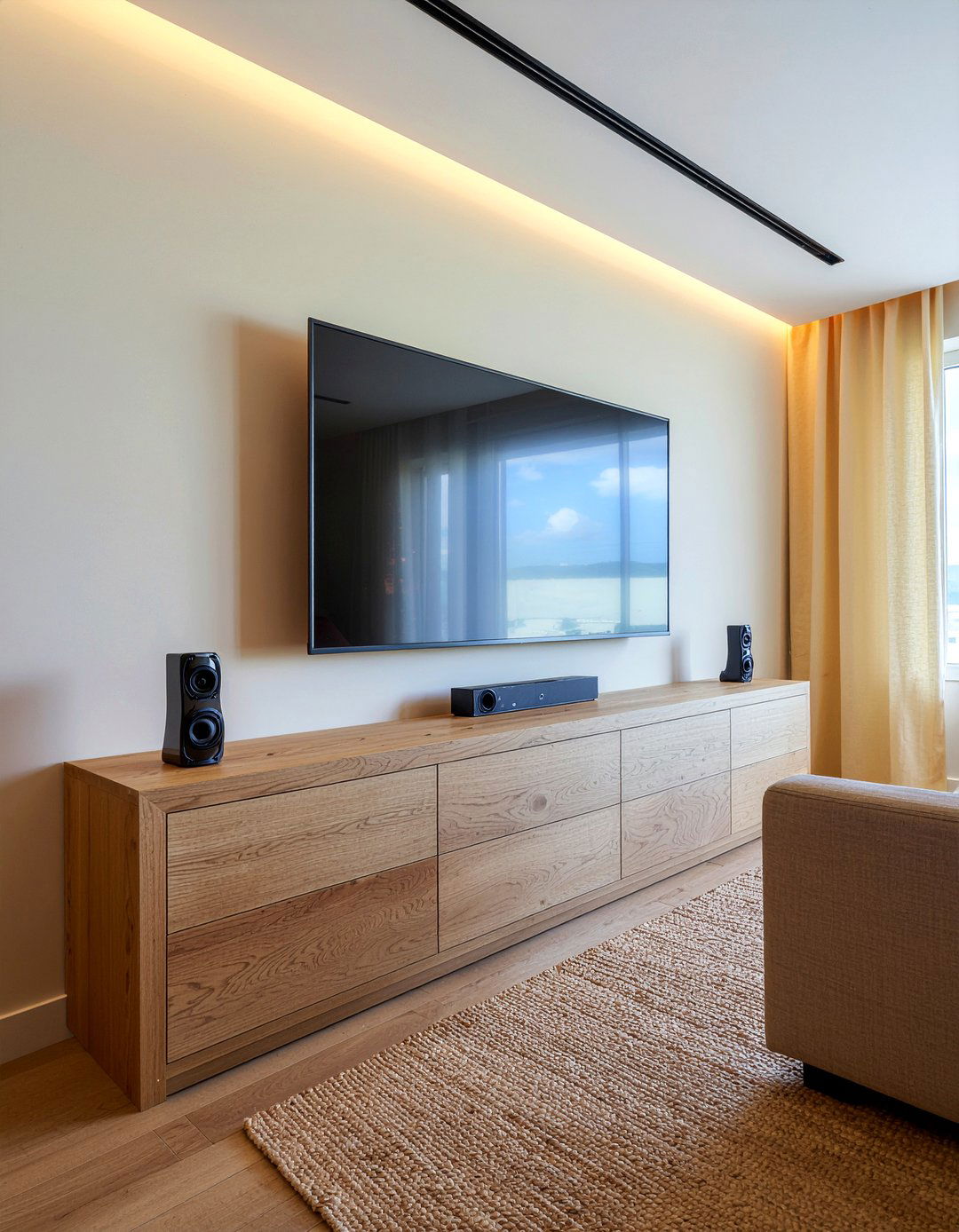 Oak Media Console - 30 living room timeless furniture ideas