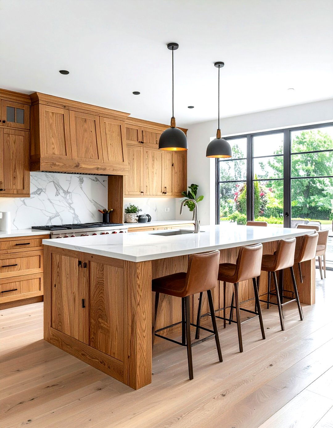 Oak Wood Island - 30 warm brown kitchen ideas