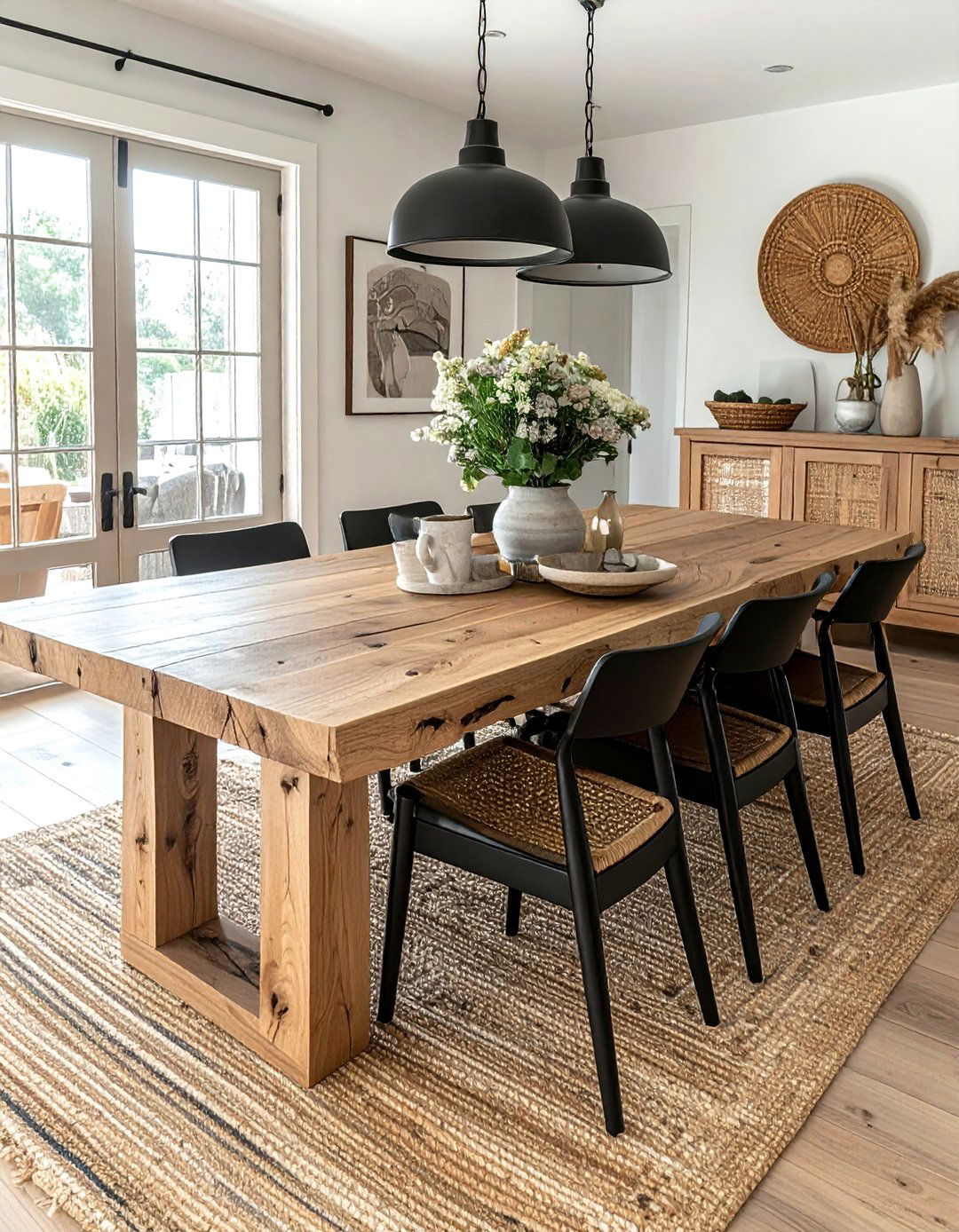 Oak dining table - 30 light wood decor ideas