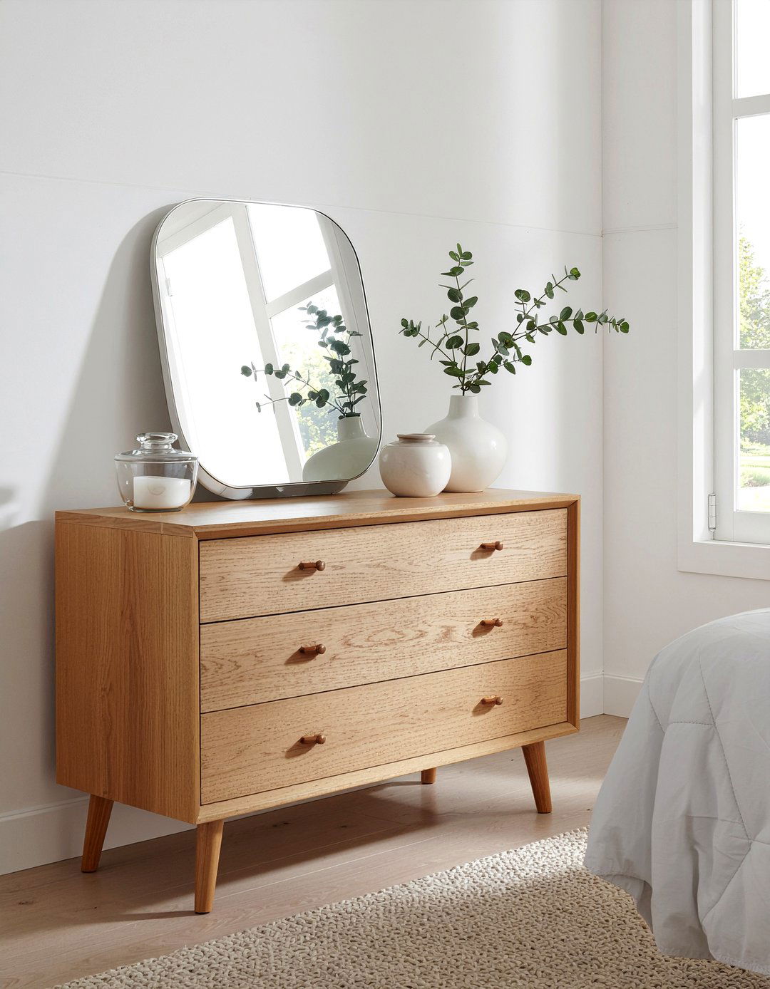 Oak dresser with frameless mirror - 30 bedroom dresser with mirror ideas
