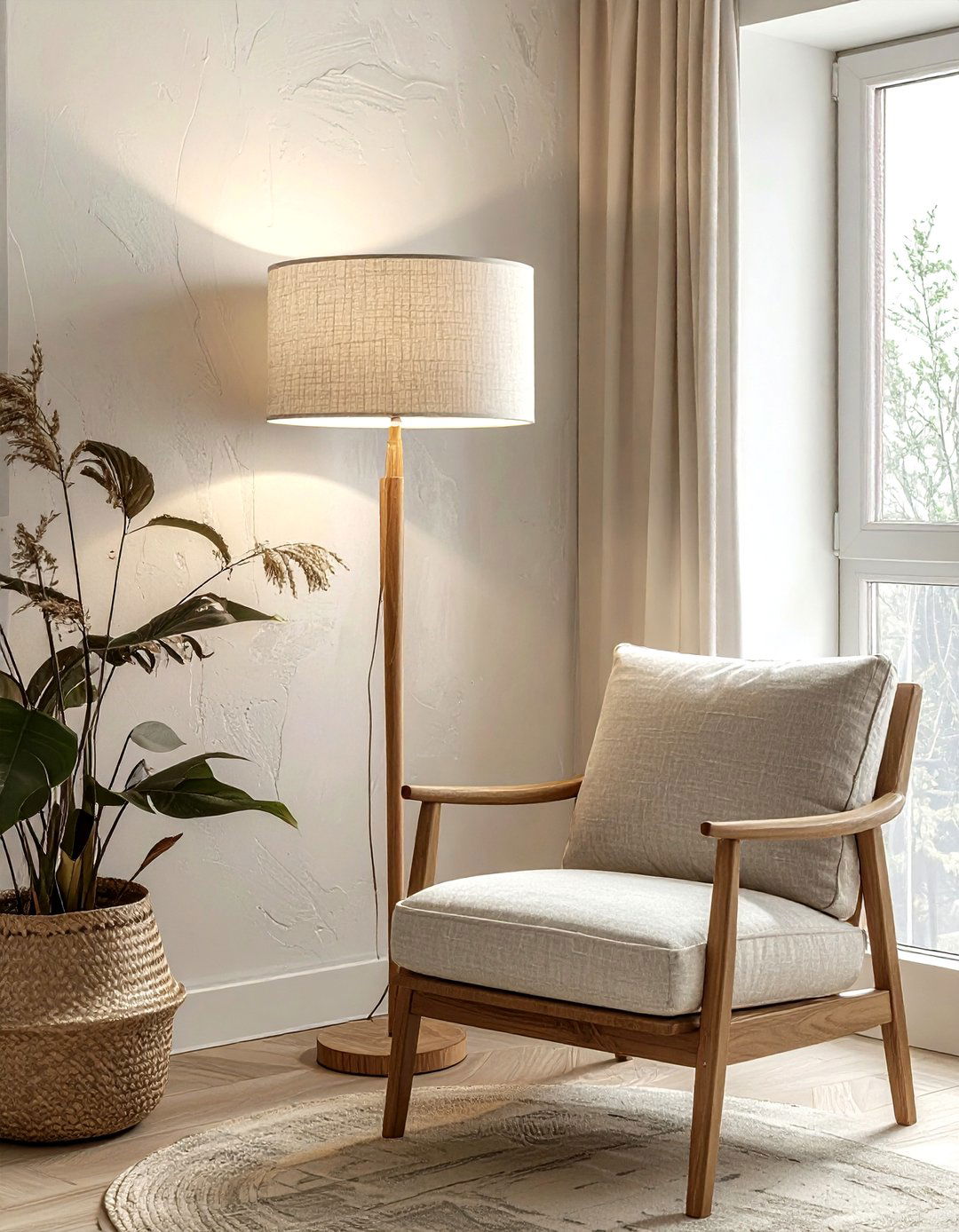 Oak wood floor lamps - 30 light wood decor ideas