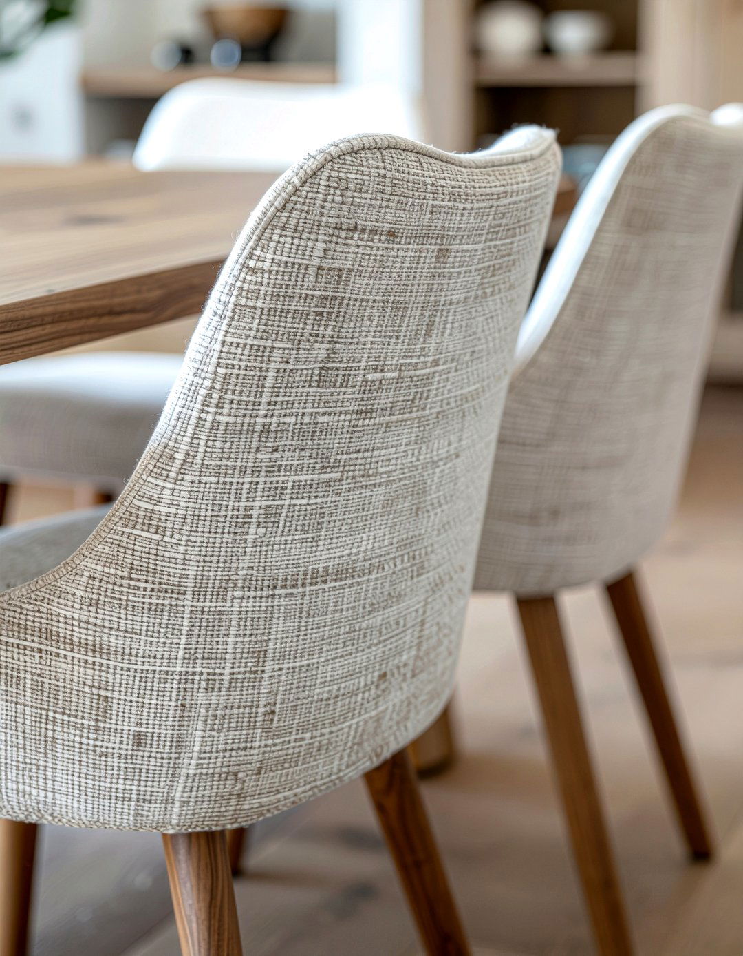 Oatmeal Fabric Dining Chairs - 30 neutral dining chair ideas