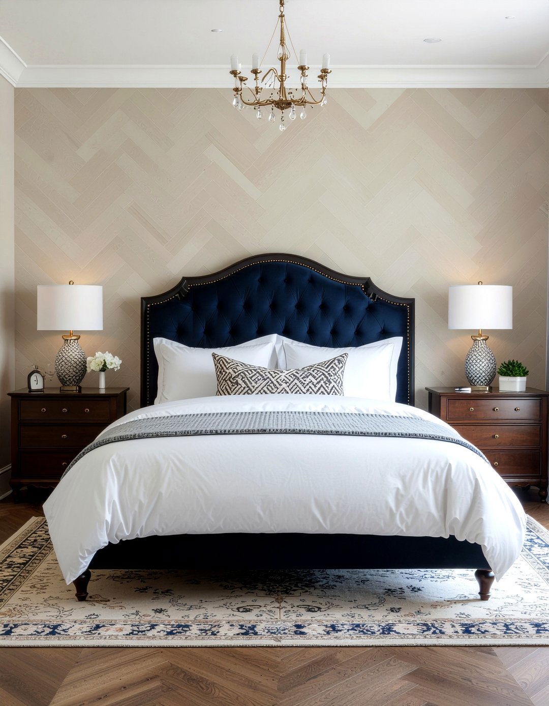 Oatmeal Herringbone Wallpaper - 30 bedroom neutral wallpapers